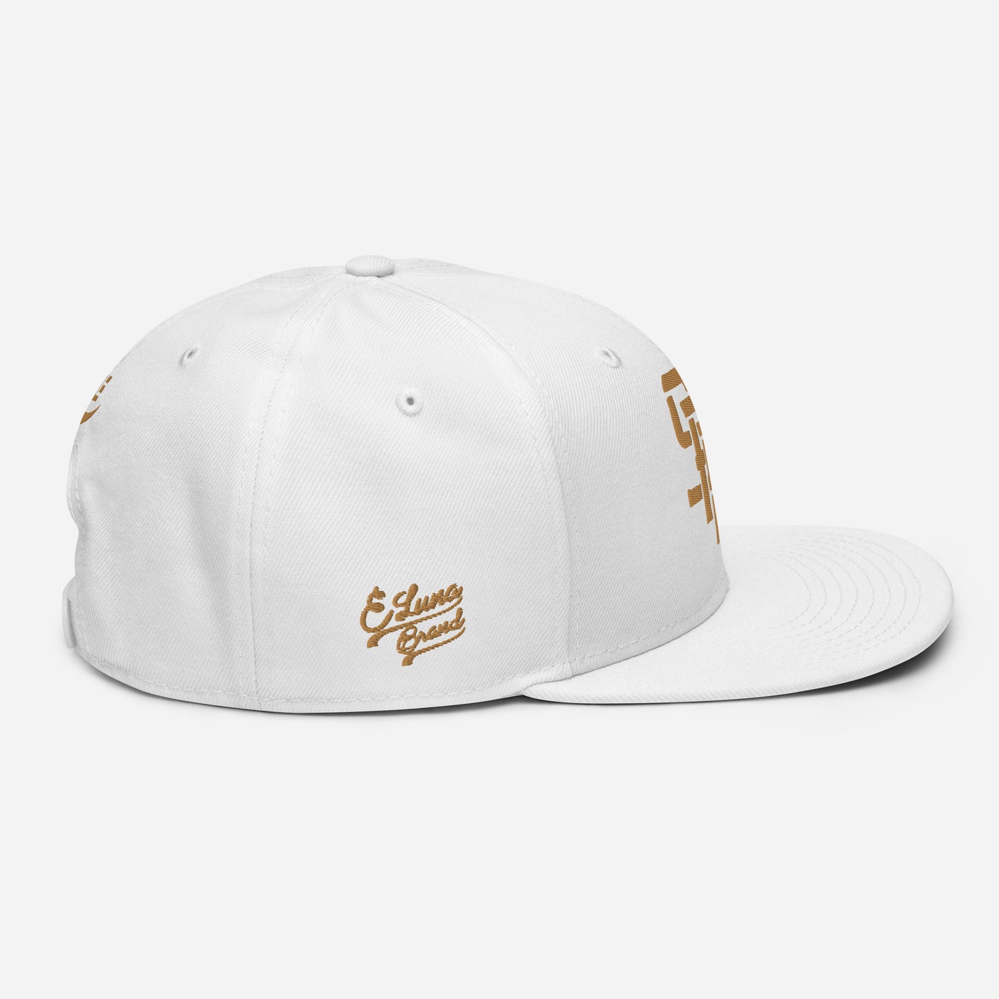 "SAN" Snapback | E Luna Brand PREMIUM | 4 Old Gold Thread Logos | 3D Puff Edition