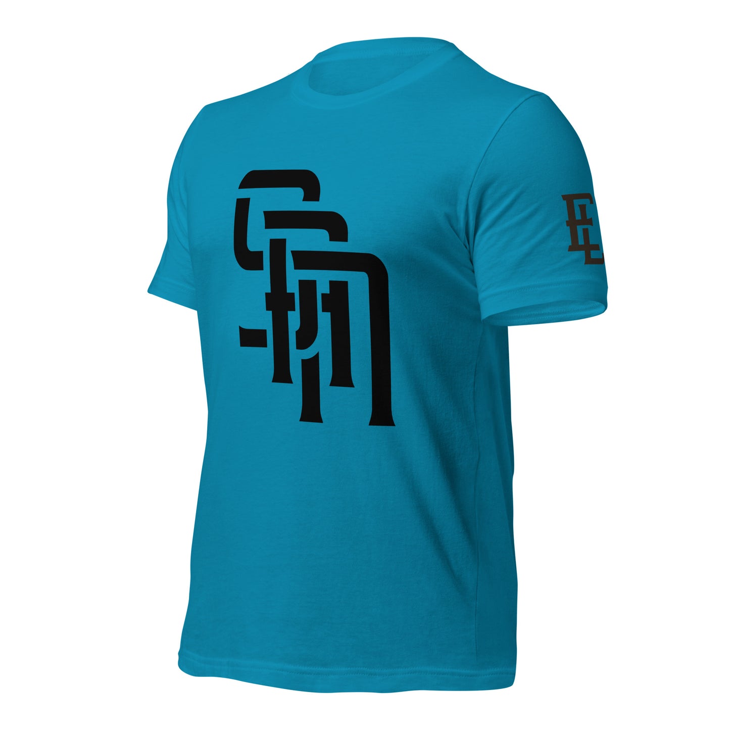 "SAN" Unisex Staple T-Shirt | E Luna Brand ELEMENT | 3 Black Logos: Front, Left Sleeve & Back