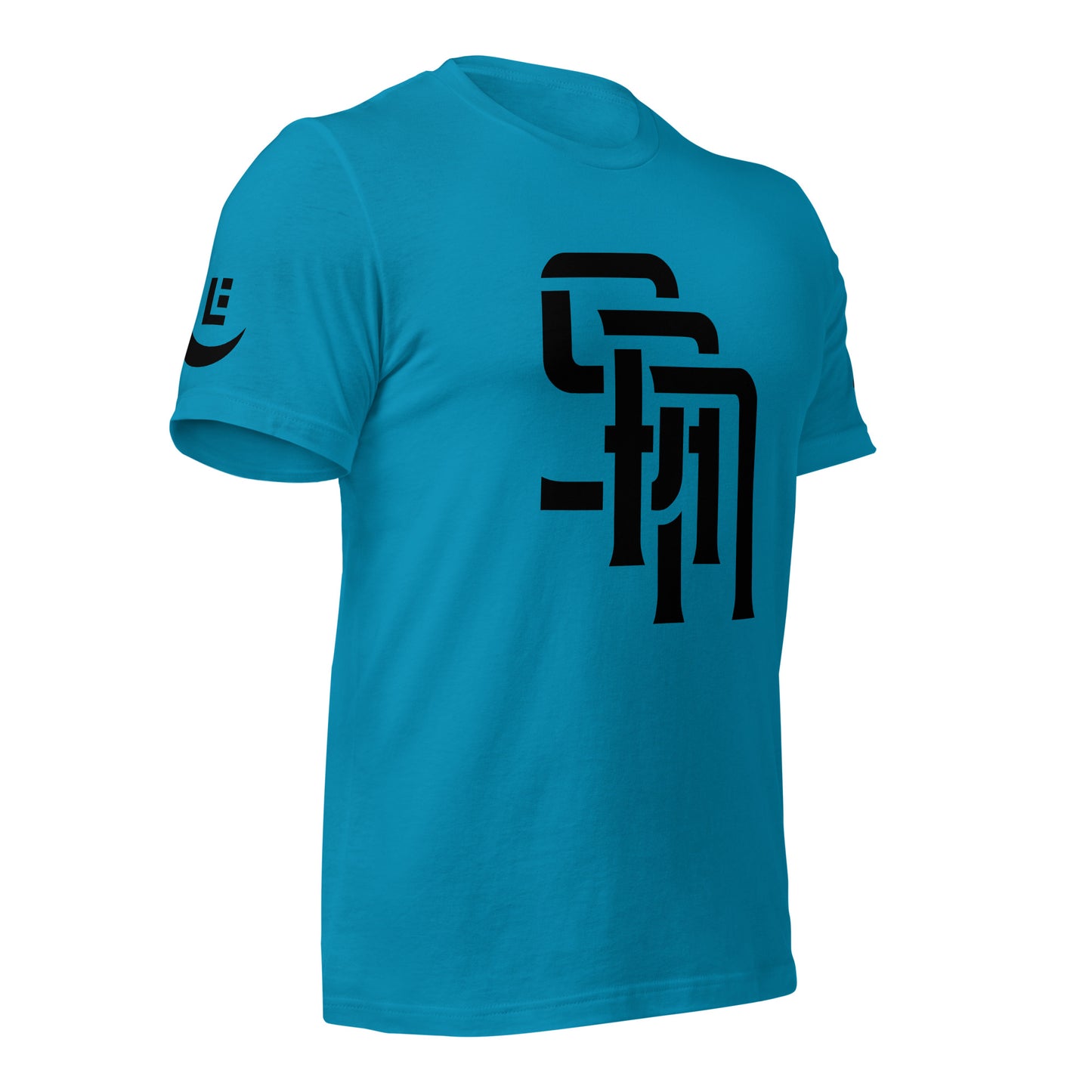 "SAN" Unisex Staple T-Shirt | E Luna Brand EXCLUSIVE | 4 White Logos: Front, Left/Right Sleeves & Back Signature