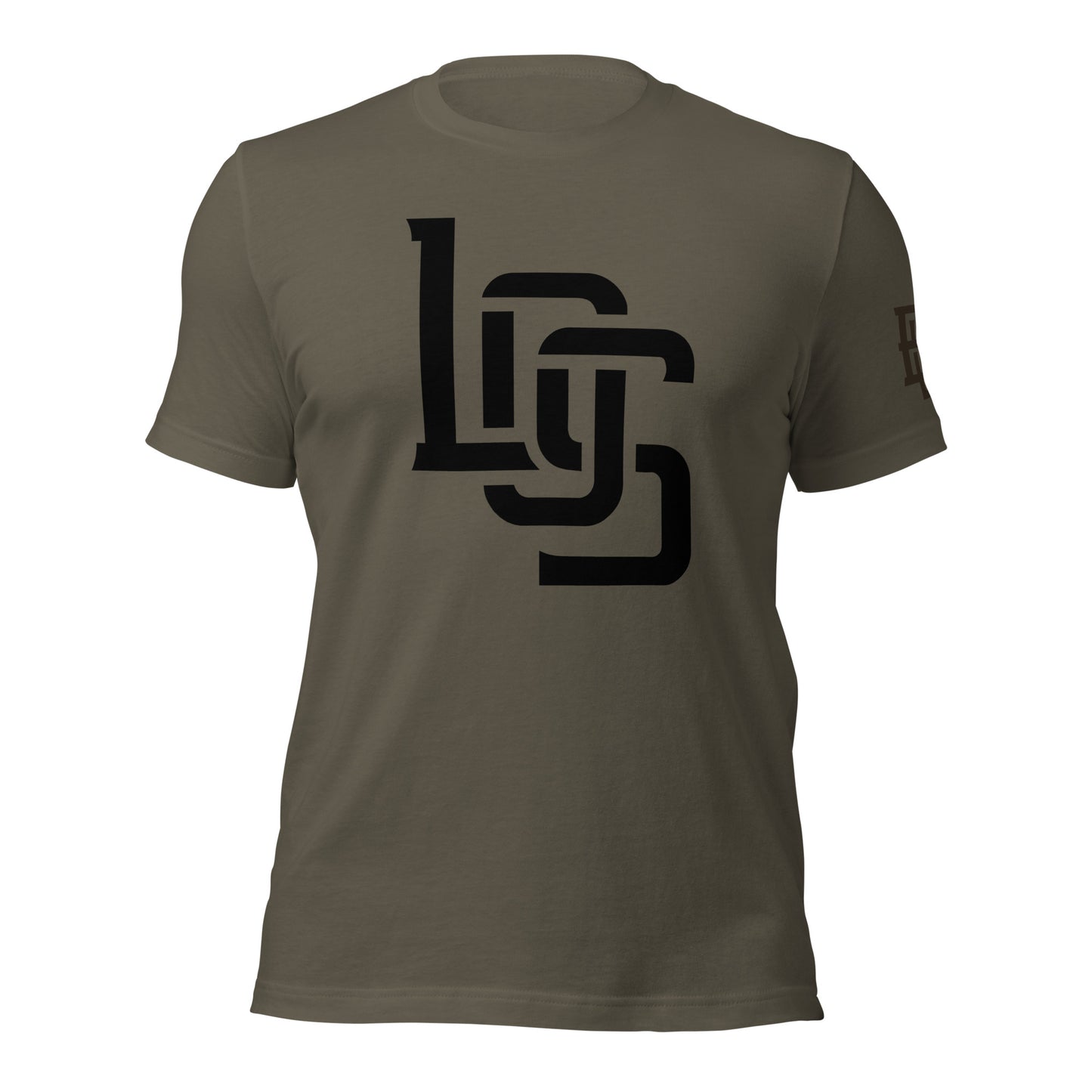 "LOS" Unisex Staple T-Shirt | Bella + Canvas 3001 | E Luna Brand ESSENCE Tricrest 3 Black Logos: Front Center (Large), Left Arm & Outside Back Label