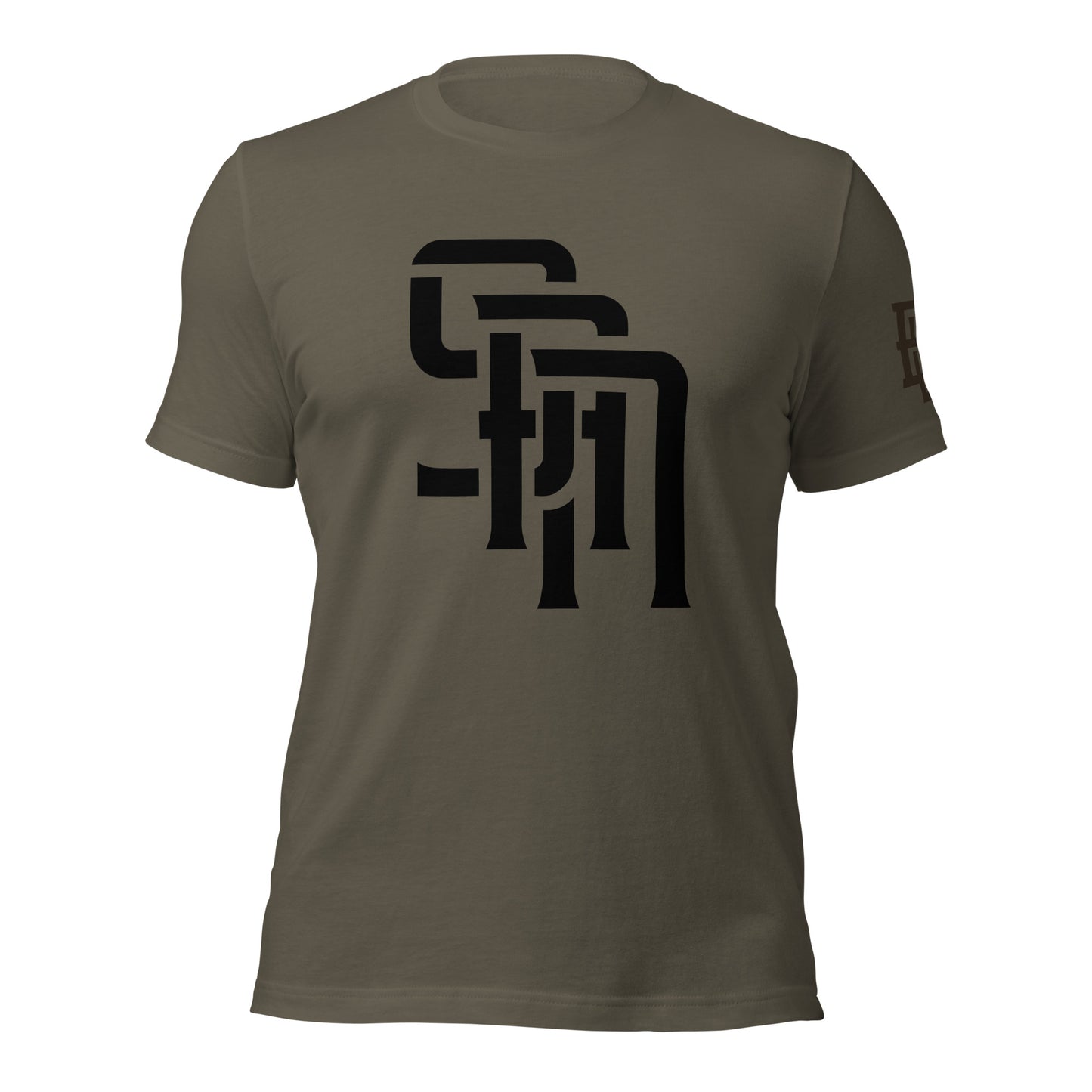 "SAN" Unisex Staple T-Shirt | E Luna Brand ELEMENT | 3 Black Logos: Front, Left Sleeve & Back