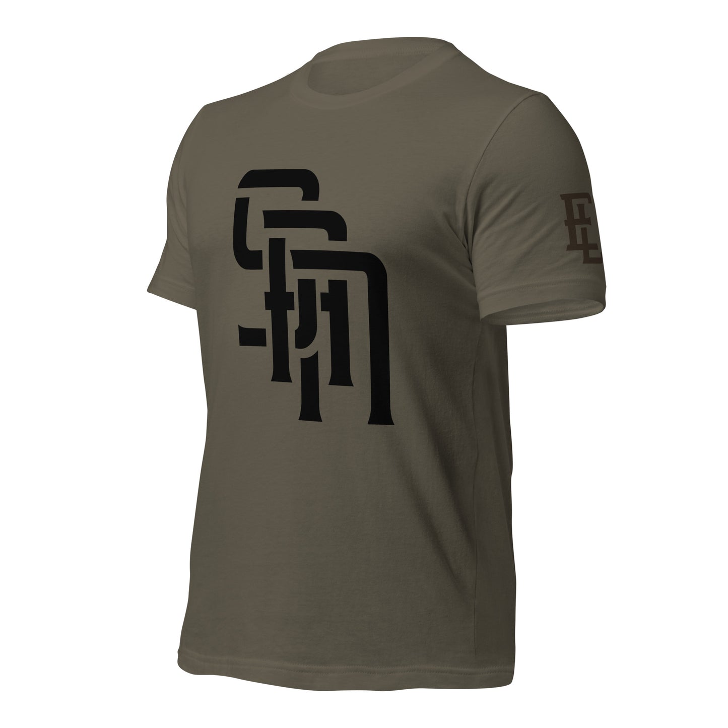 "SAN" Unisex Staple T-Shirt | E Luna Brand ELEMENT | 3 Black Logos: Front, Left Sleeve & Back