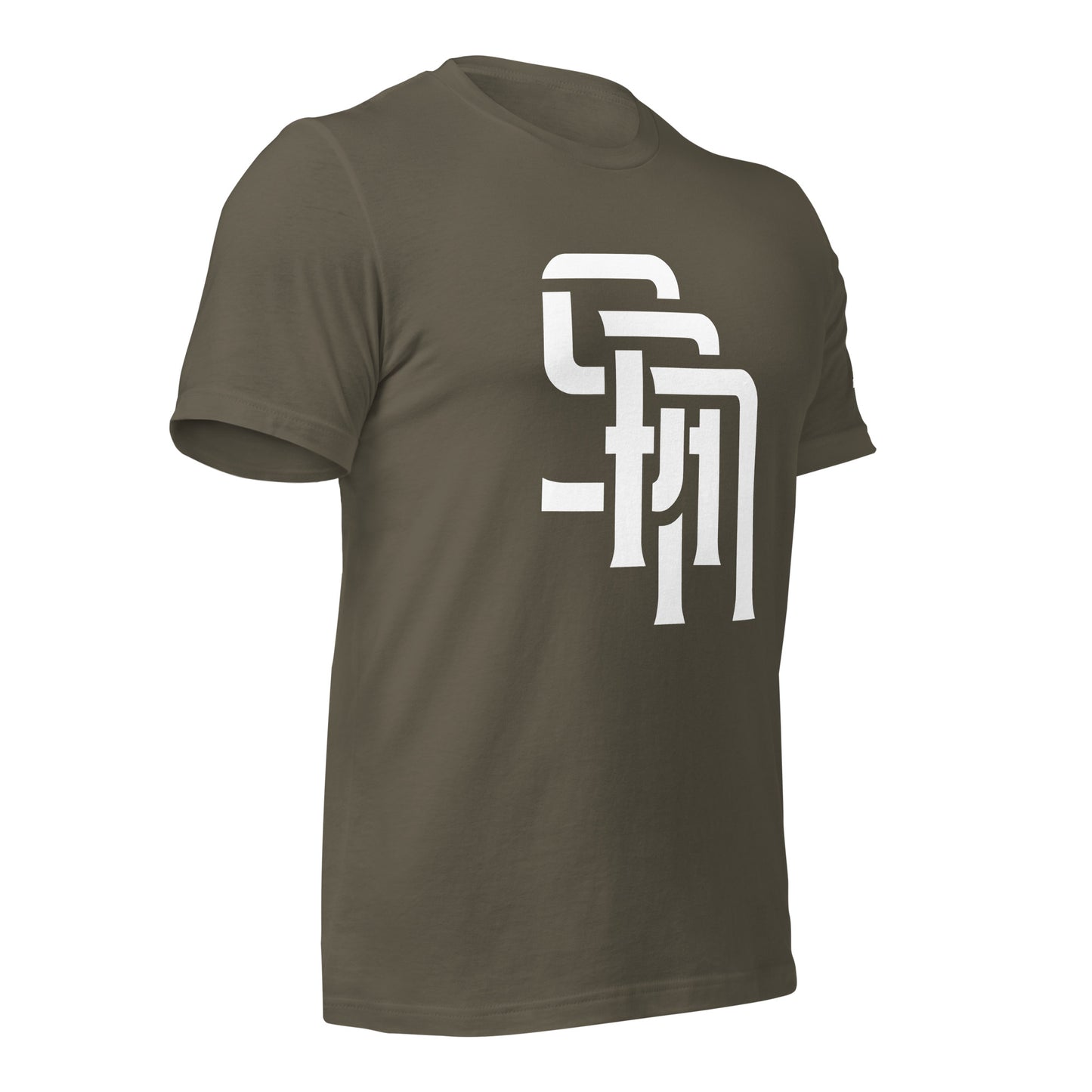 "SAN" Unisex Staple T-Shirt | E Luna Brand ELEMENT | 3 White Logos: Front, Left Sleeve & Back