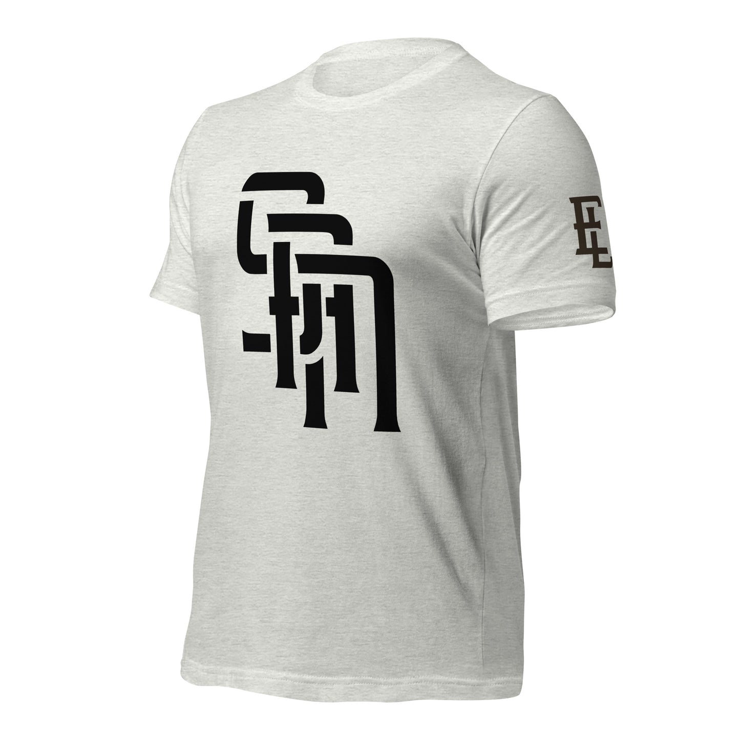 "SAN" Unisex Staple T-Shirt | E Luna Brand ELEMENT | 3 Black Logos: Front, Left Sleeve & Back