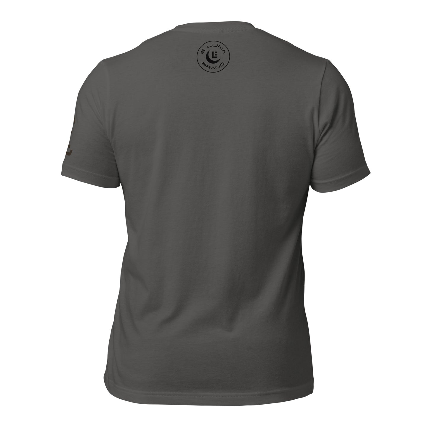 "LOS" Unisex Staple T-Shirt | Bella + Canvas 3001 | E Luna Brand ESSENCE Tricrest 3 Black Logos: Front Center (Large), Left Arm & Outside Back Label