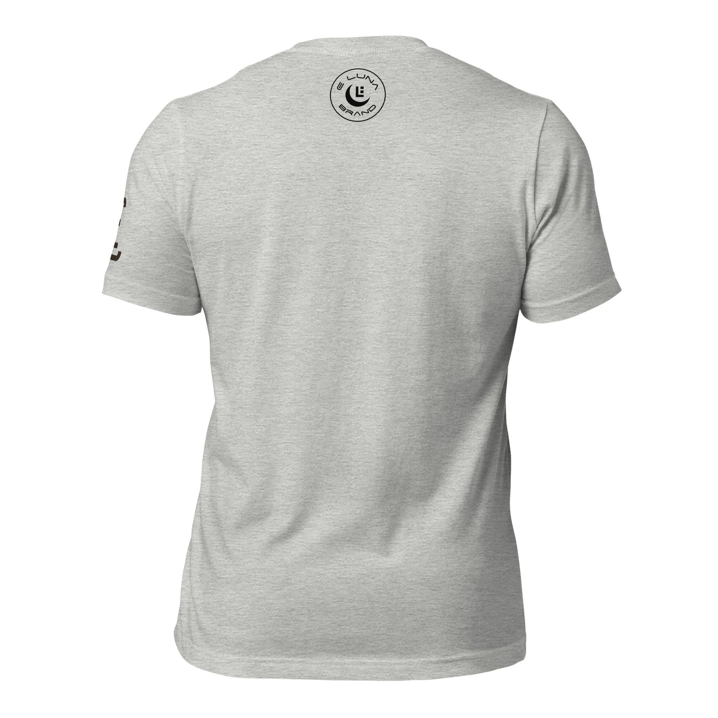 "LOS" Unisex Staple T-Shirt | Bella + Canvas 3001 | E Luna Brand ESSENCE Tricrest 3 Black Logos: Front Center (Large), Left Arm & Outside Back Label