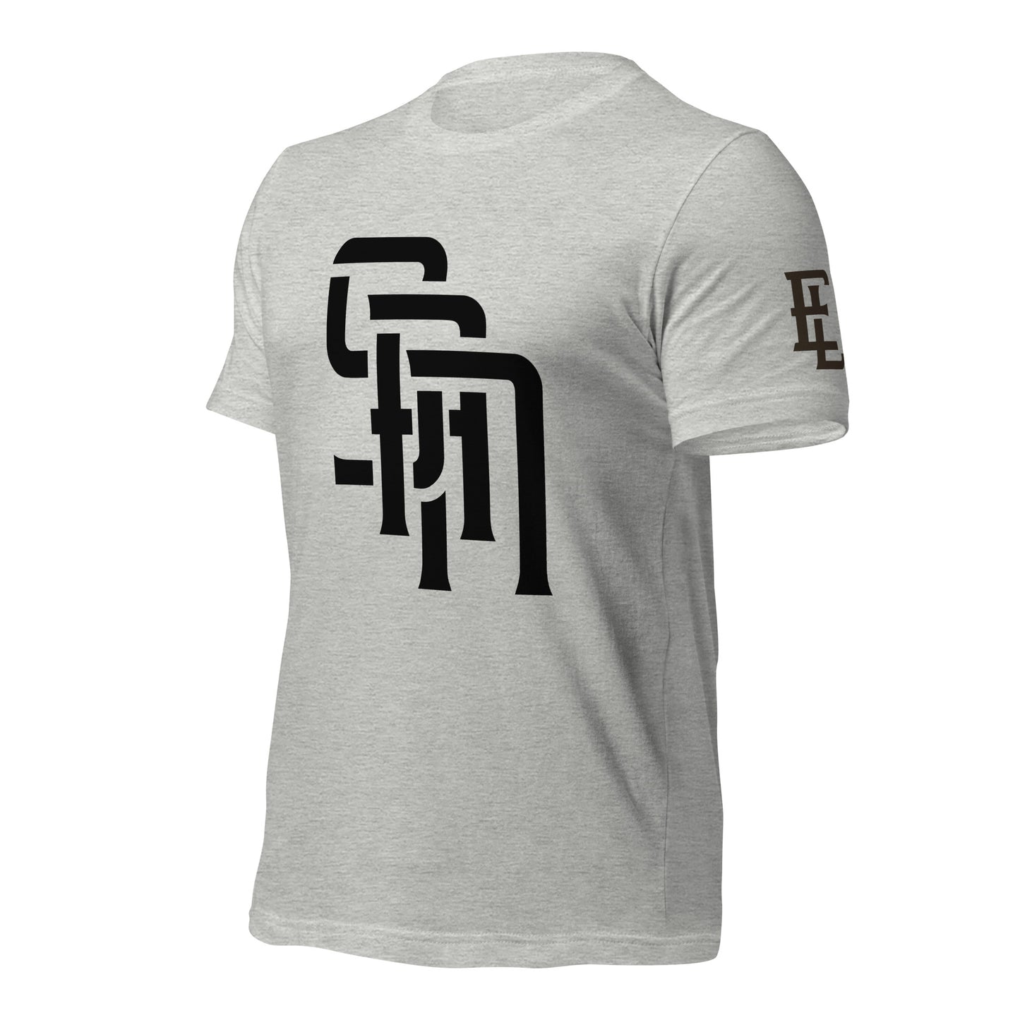 "SAN" Unisex Staple T-Shirt | E Luna Brand ELEMENT | 3 Black Logos: Front, Left Sleeve & Back