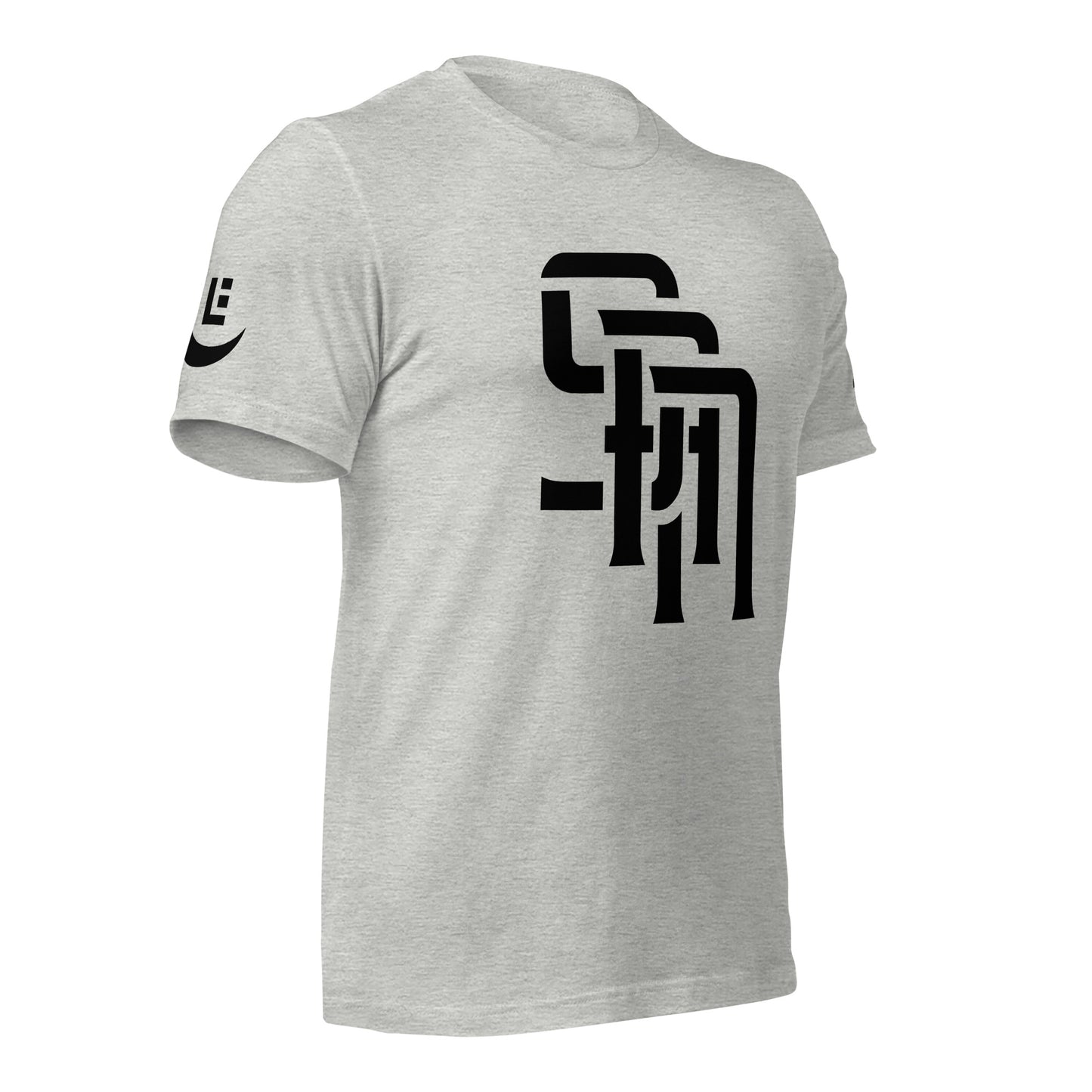 "SAN" Unisex Staple T-Shirt | E Luna Brand EXCLUSIVE | 4 White Logos: Front, Left/Right Sleeves & Back Signature