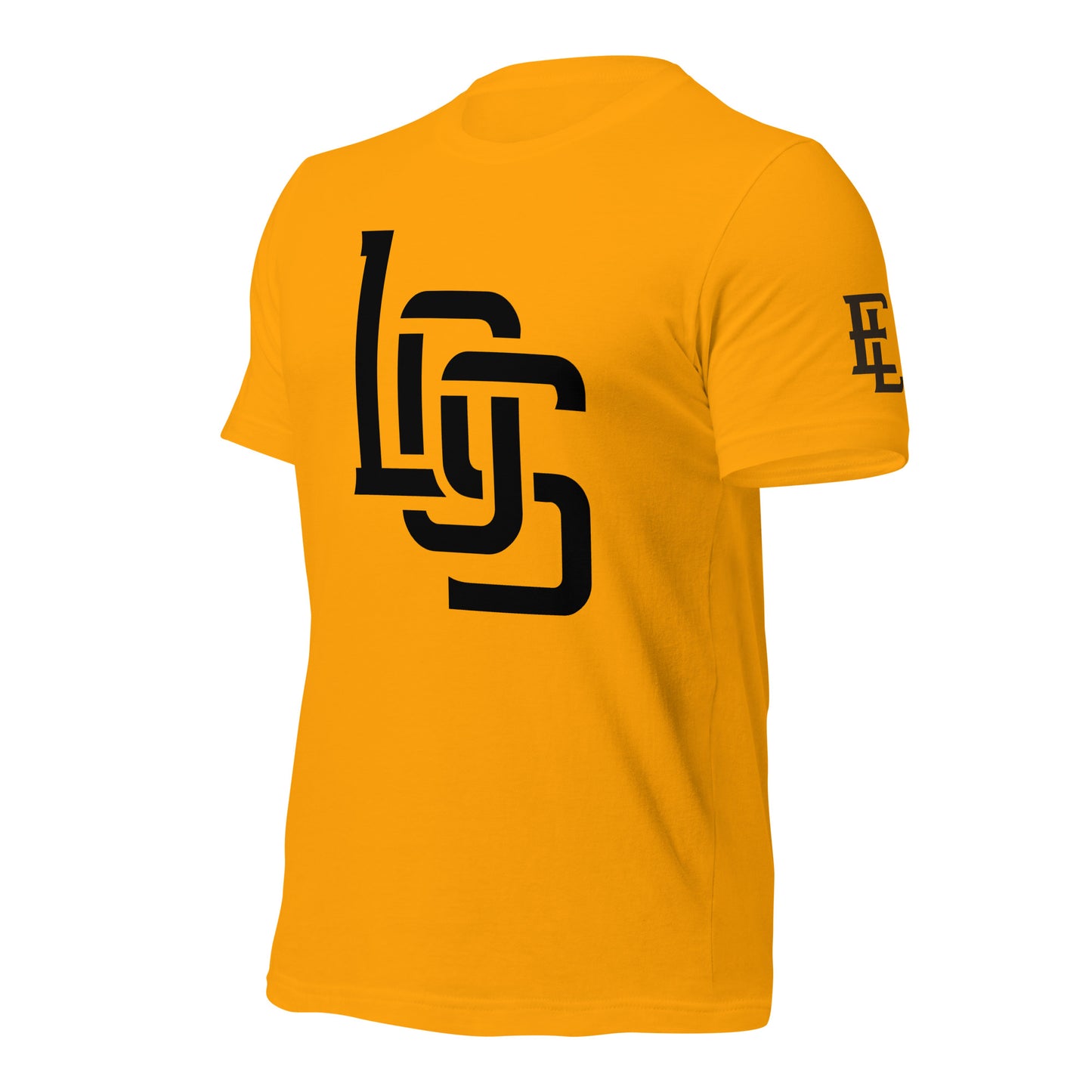 "LOS" Unisex Staple T-Shirt | Bella + Canvas 3001 | E Luna Brand ESSENCE Tricrest 3 Black Logos: Front Center (Large), Left Arm & Outside Back Label