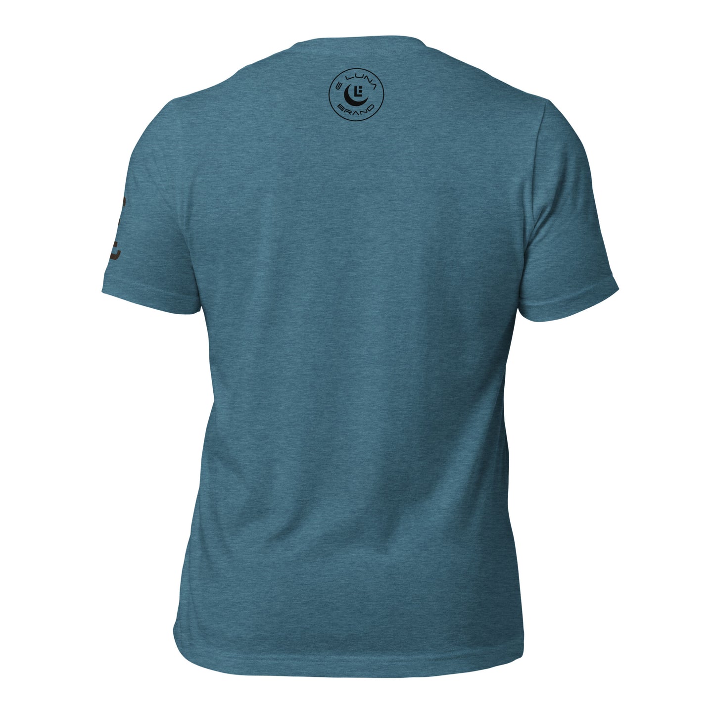 "LOS" Unisex Staple T-Shirt | Bella + Canvas 3001 | E Luna Brand ESSENCE Tricrest 3 Black Logos: Front Center (Large), Left Arm & Outside Back Label
