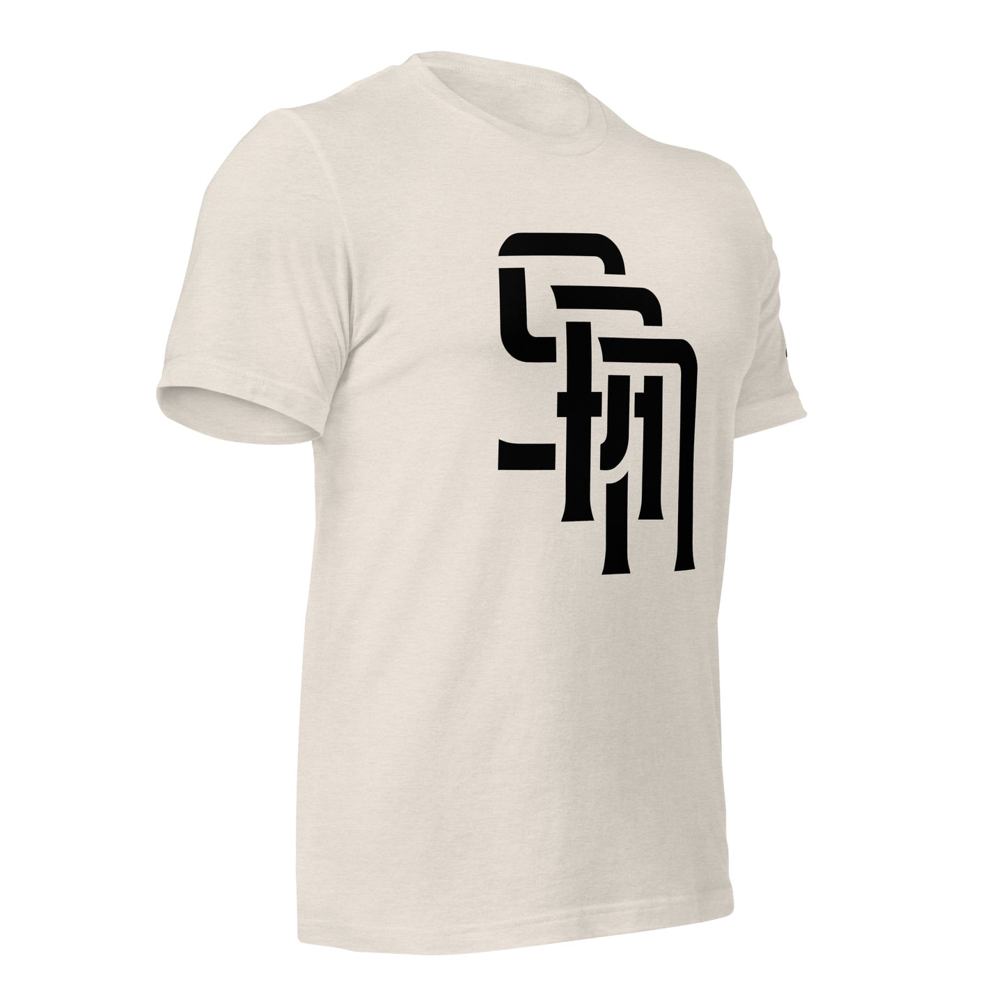 "SAN" Unisex Staple T-Shirt | E Luna Brand ELEMENT | 3 Black Logos: Front, Left Sleeve & Back