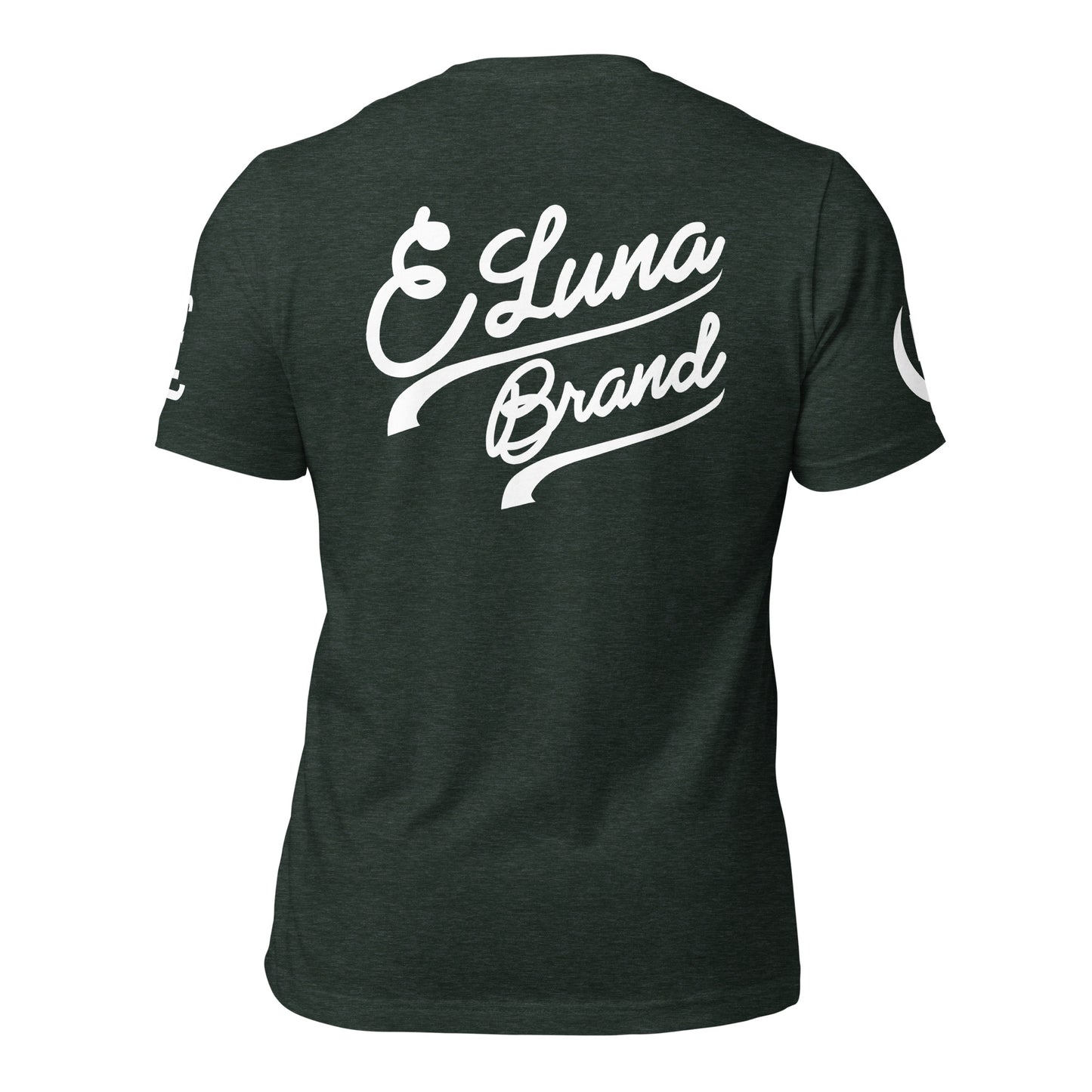 "SAN" Unisex Staple T-Shirt | E Luna Brand EXCLUSIVE | 4 White Logos: Front, Left/Right Sleeves & Back Signature