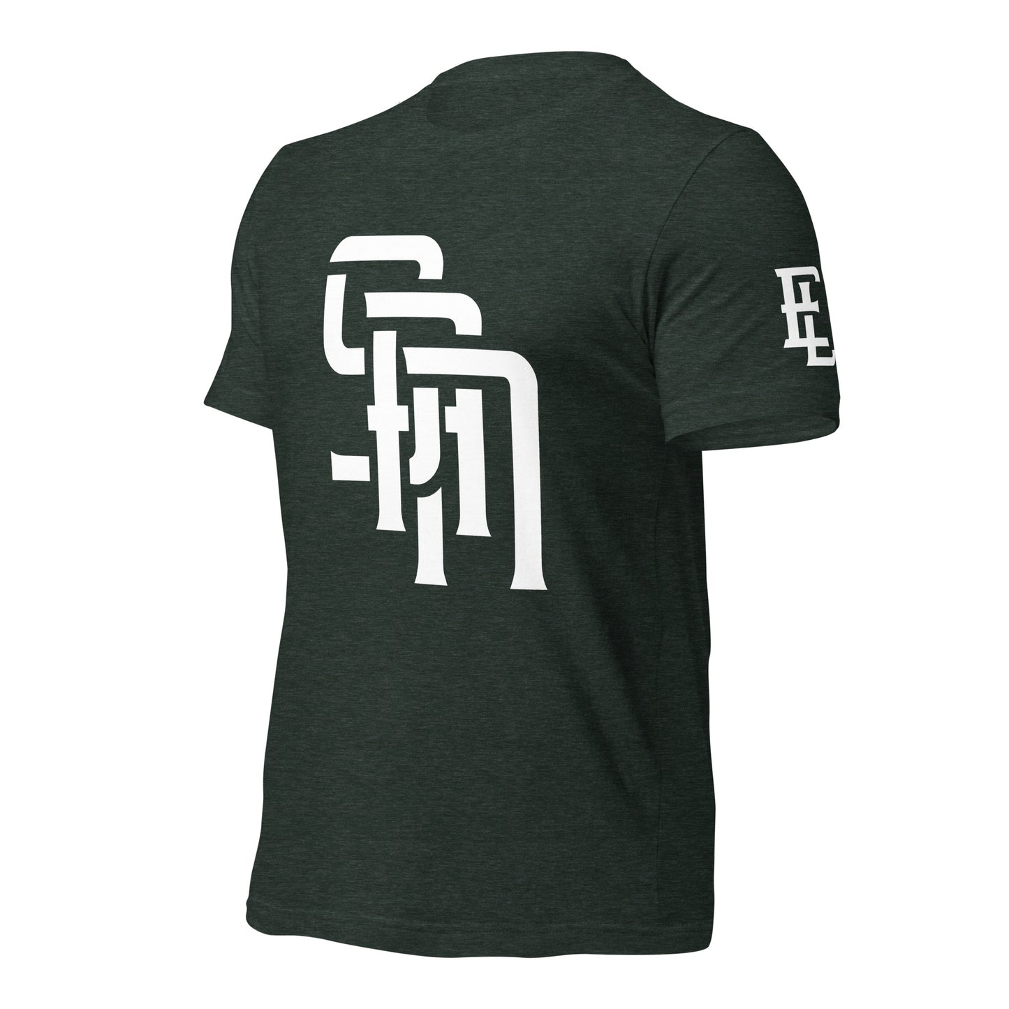 "SAN" Unisex Staple T-Shirt | E Luna Brand ELEMENT | 3 White Logos: Front, Left Sleeve & Back