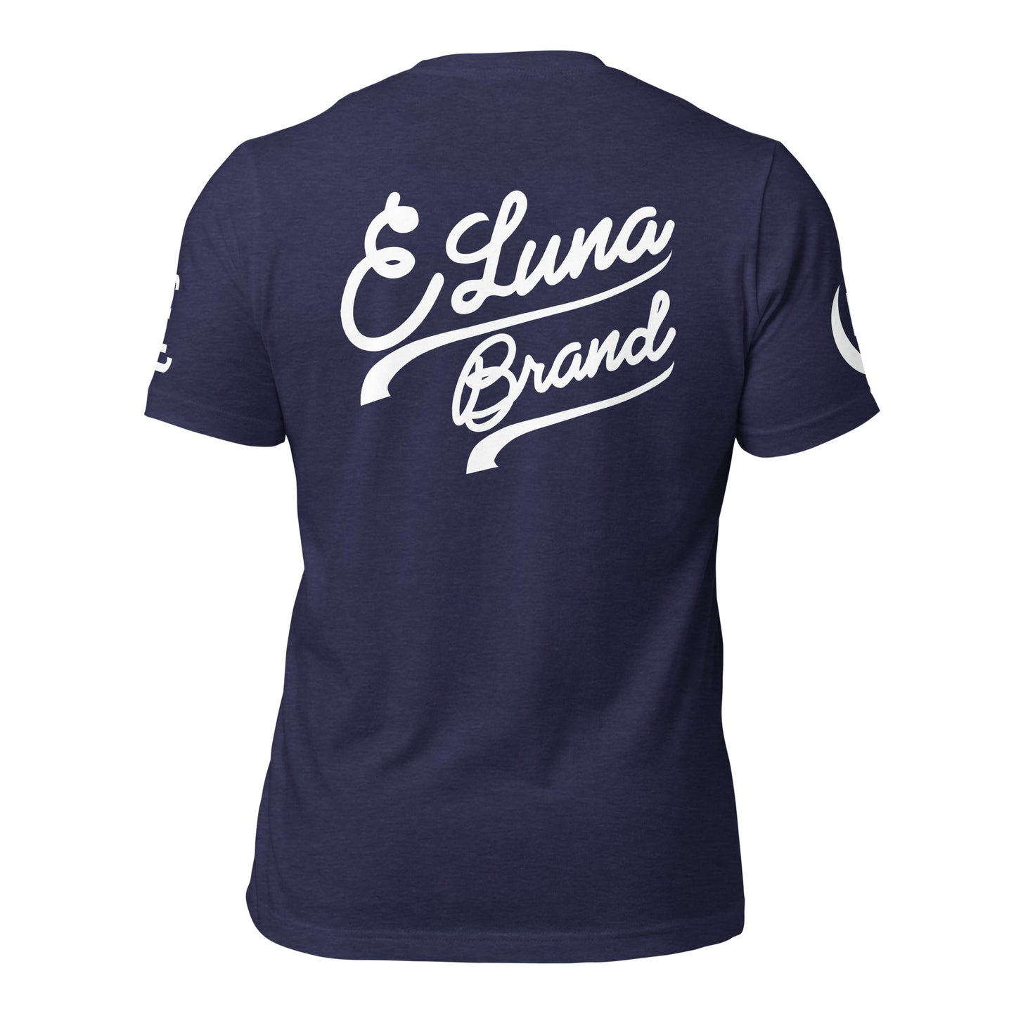 "SAN" Unisex Staple T-Shirt | E Luna Brand EXCLUSIVE | 4 White Logos: Front, Left/Right Sleeves & Back Signature