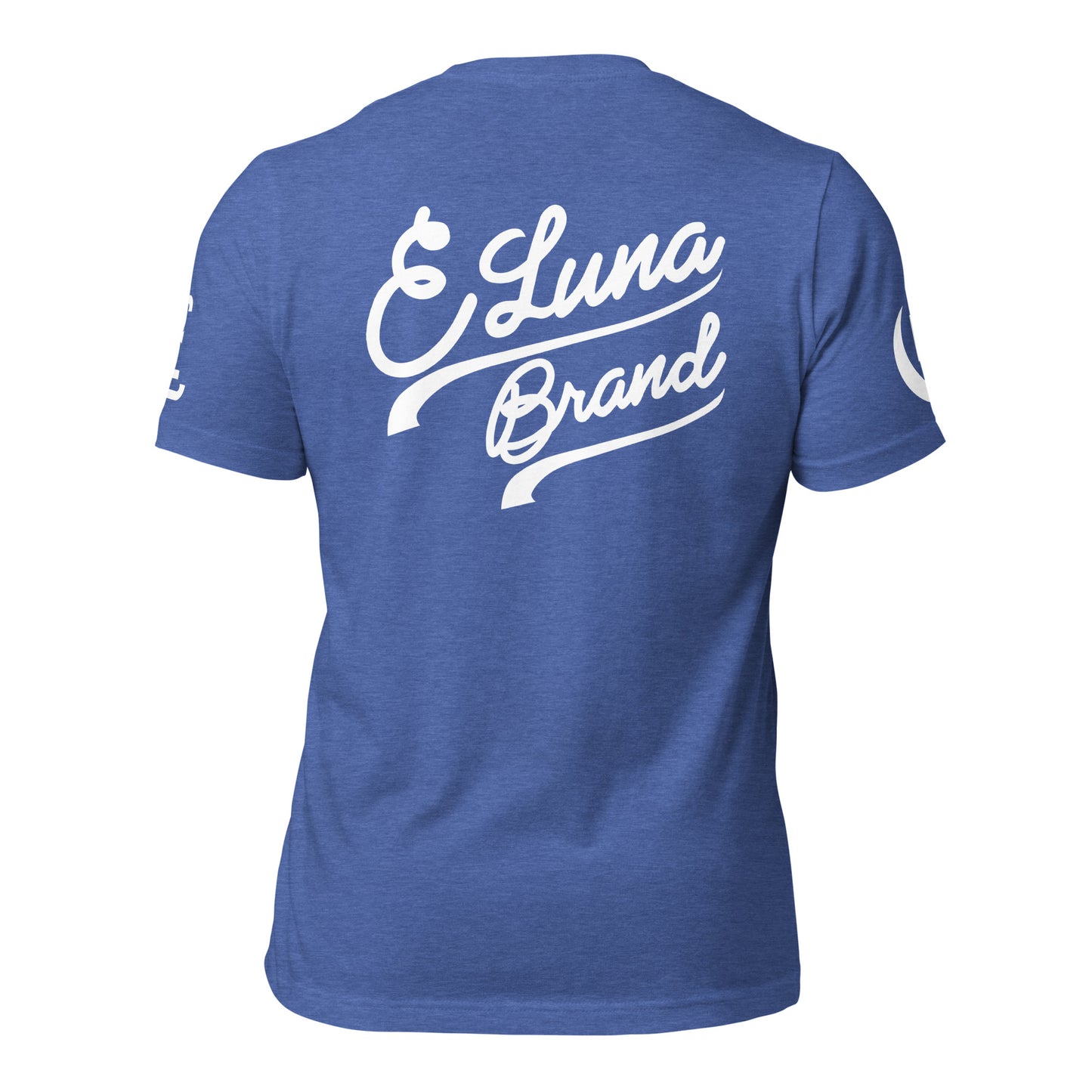 "SAN" Unisex Staple T-Shirt | E Luna Brand EXCLUSIVE | 4 White Logos: Front, Left/Right Sleeves & Back Signature