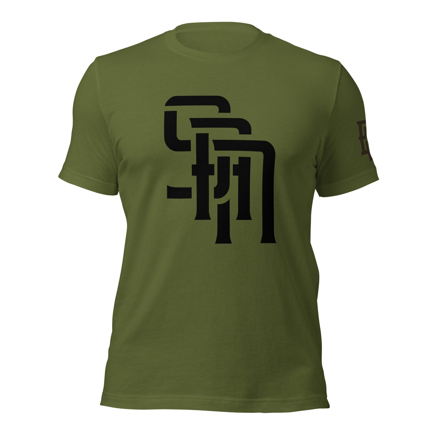 "SAN" Unisex Staple T-Shirt | E Luna Brand ELEMENT | 3 Black Logos: Front, Left Sleeve & Back