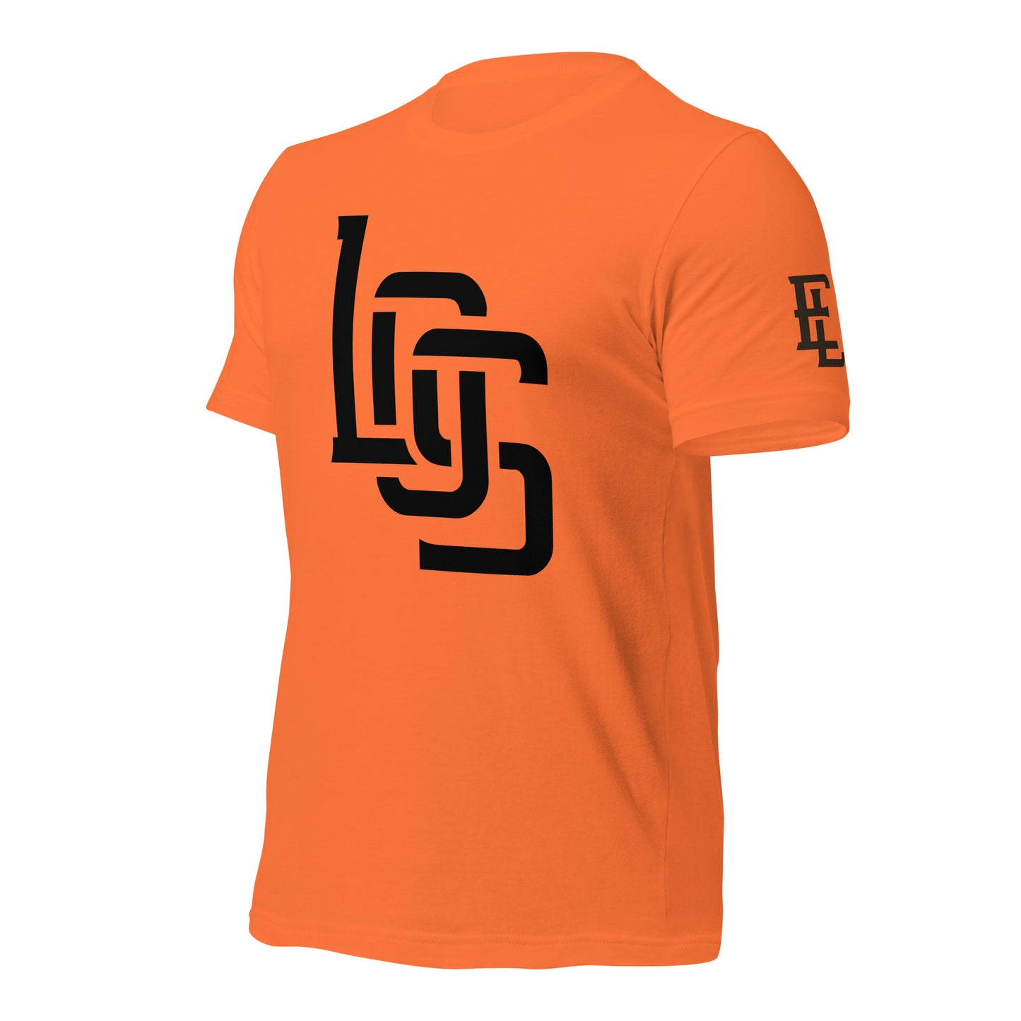 "LOS" Unisex Staple T-Shirt | Bella + Canvas 3001 | E Luna Brand ESSENCE Tricrest 3 Black Logos: Front Center (Large), Left Arm & Outside Back Label