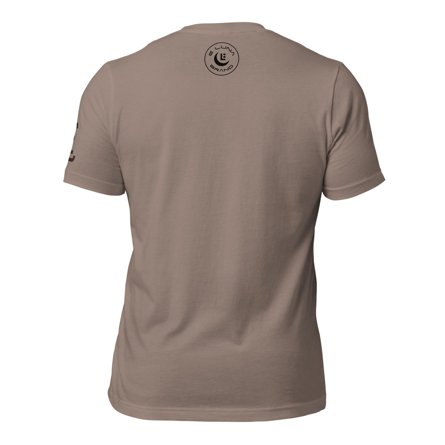 "LOS" Unisex Staple T-Shirt | Bella + Canvas 3001 | E Luna Brand ESSENCE Tricrest 3 Black Logos: Front Center (Large), Left Arm & Outside Back Label