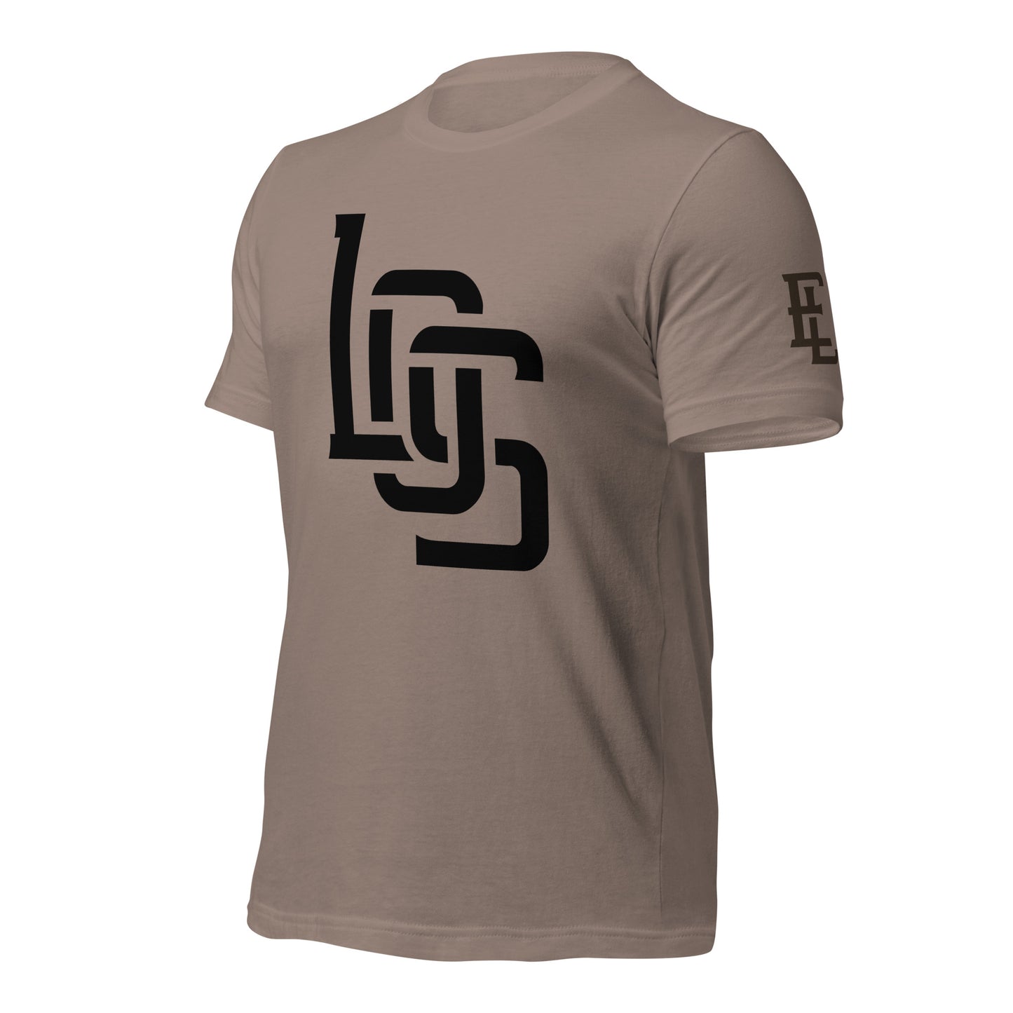 "LOS" Unisex Staple T-Shirt | Bella + Canvas 3001 | E Luna Brand ESSENCE Tricrest 3 Black Logos: Front Center (Large), Left Arm & Outside Back Label