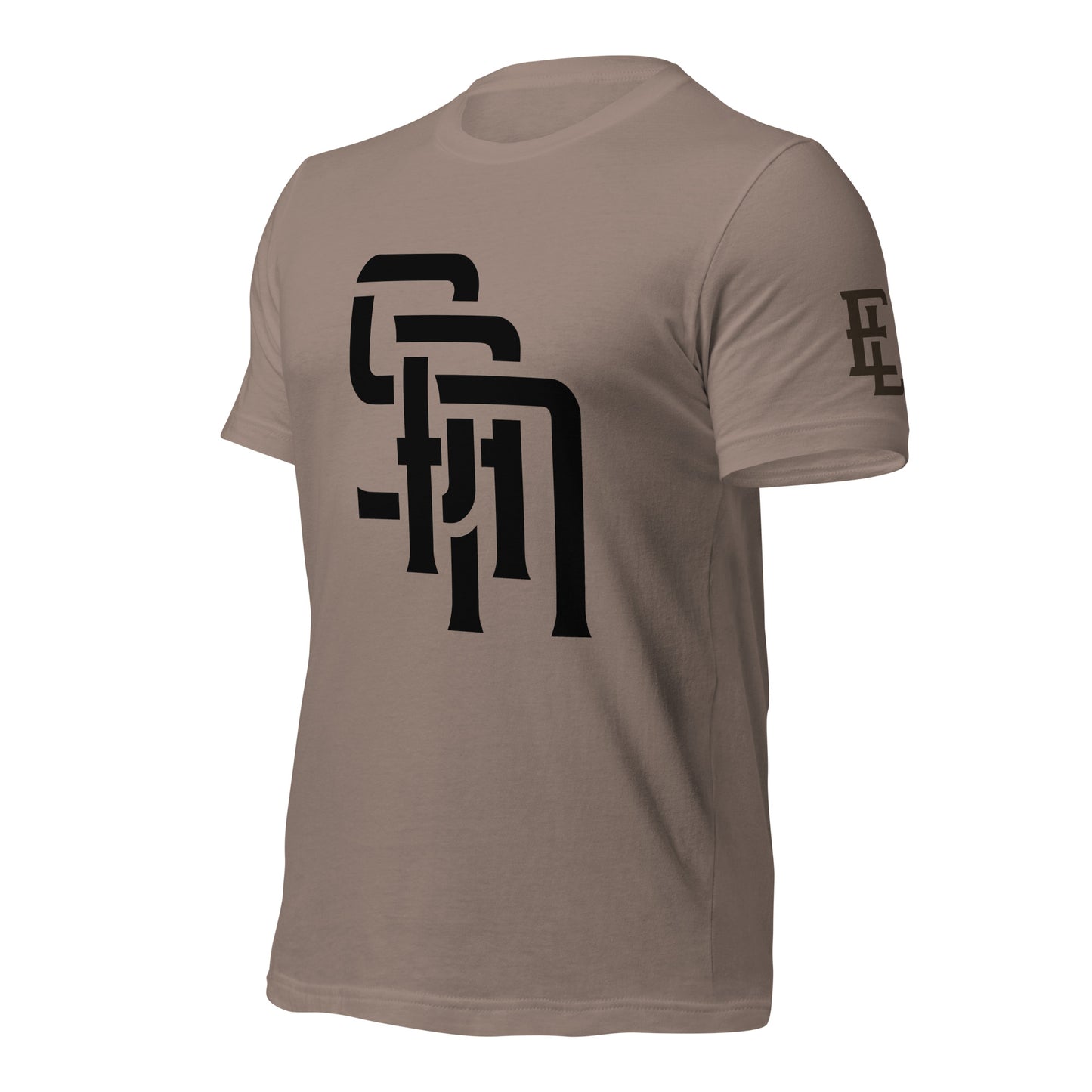 "SAN" Unisex Staple T-Shirt | E Luna Brand ELEMENT | 3 Black Logos: Front, Left Sleeve & Back