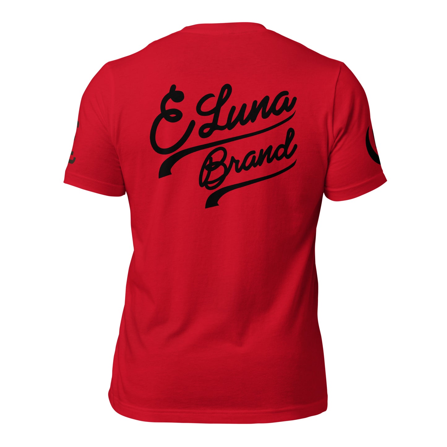 "SAN" Unisex Staple T-Shirt | E Luna Brand EXCLUSIVE | 4 White Logos: Front, Left/Right Sleeves & Back Signature