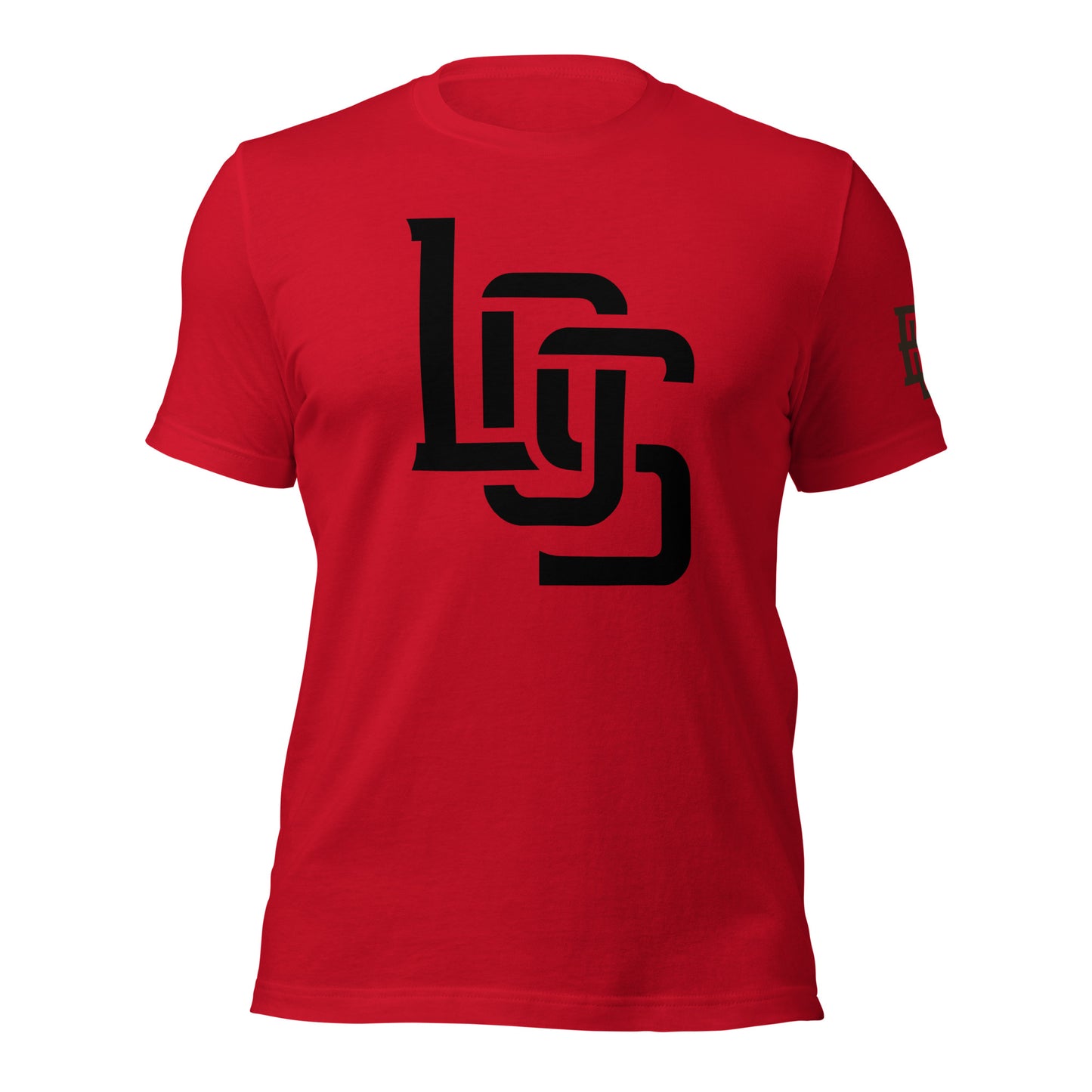 "LOS" Unisex Staple T-Shirt | Bella + Canvas 3001 | E Luna Brand ESSENCE Tricrest 3 Black Logos: Front Center (Large), Left Arm & Outside Back Label