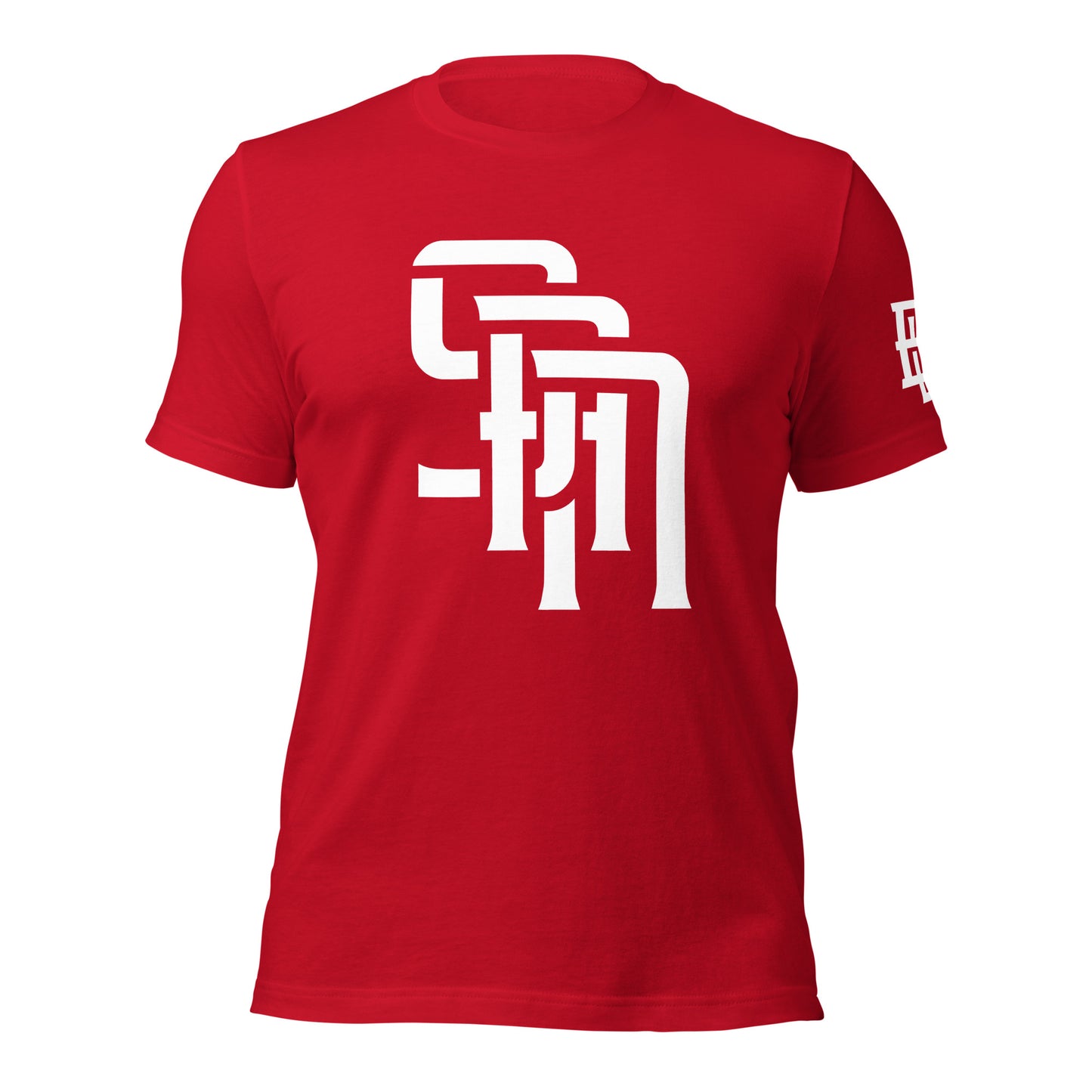 "SAN" Unisex Staple T-Shirt | E Luna Brand ELEMENT | 3 White Logos: Front, Left Sleeve & Back