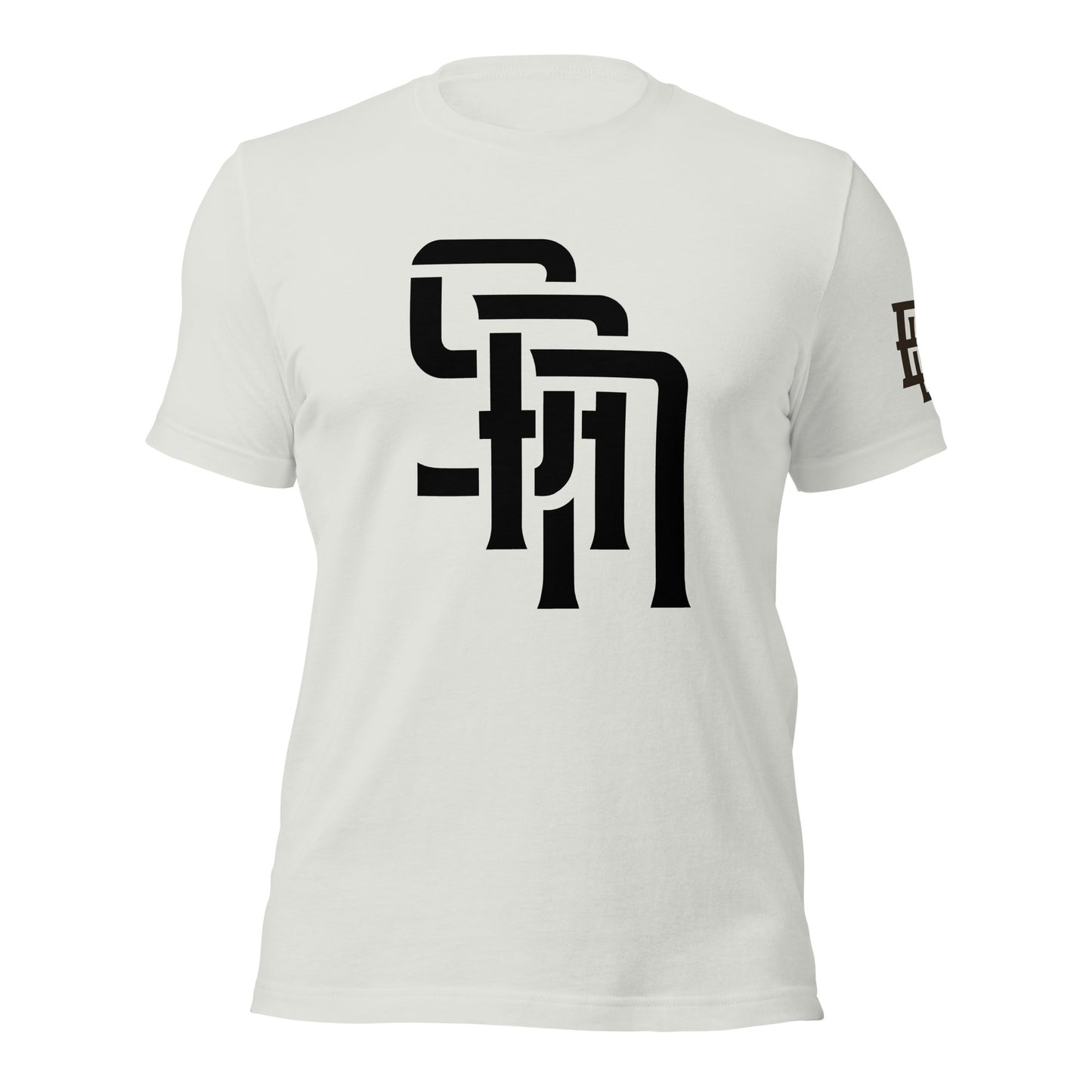 "SAN" Unisex Staple T-Shirt | E Luna Brand ELEMENT | 3 Black Logos: Front, Left Sleeve & Back