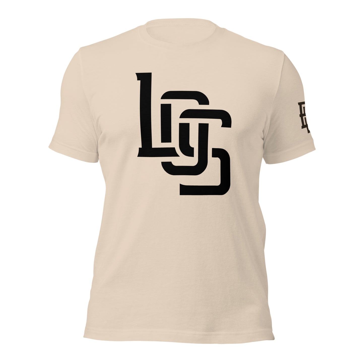 "LOS" Unisex Staple T-Shirt | Bella + Canvas 3001 | E Luna Brand ESSENCE Tricrest 3 Black Logos: Front Center (Large), Left Arm & Outside Back Label