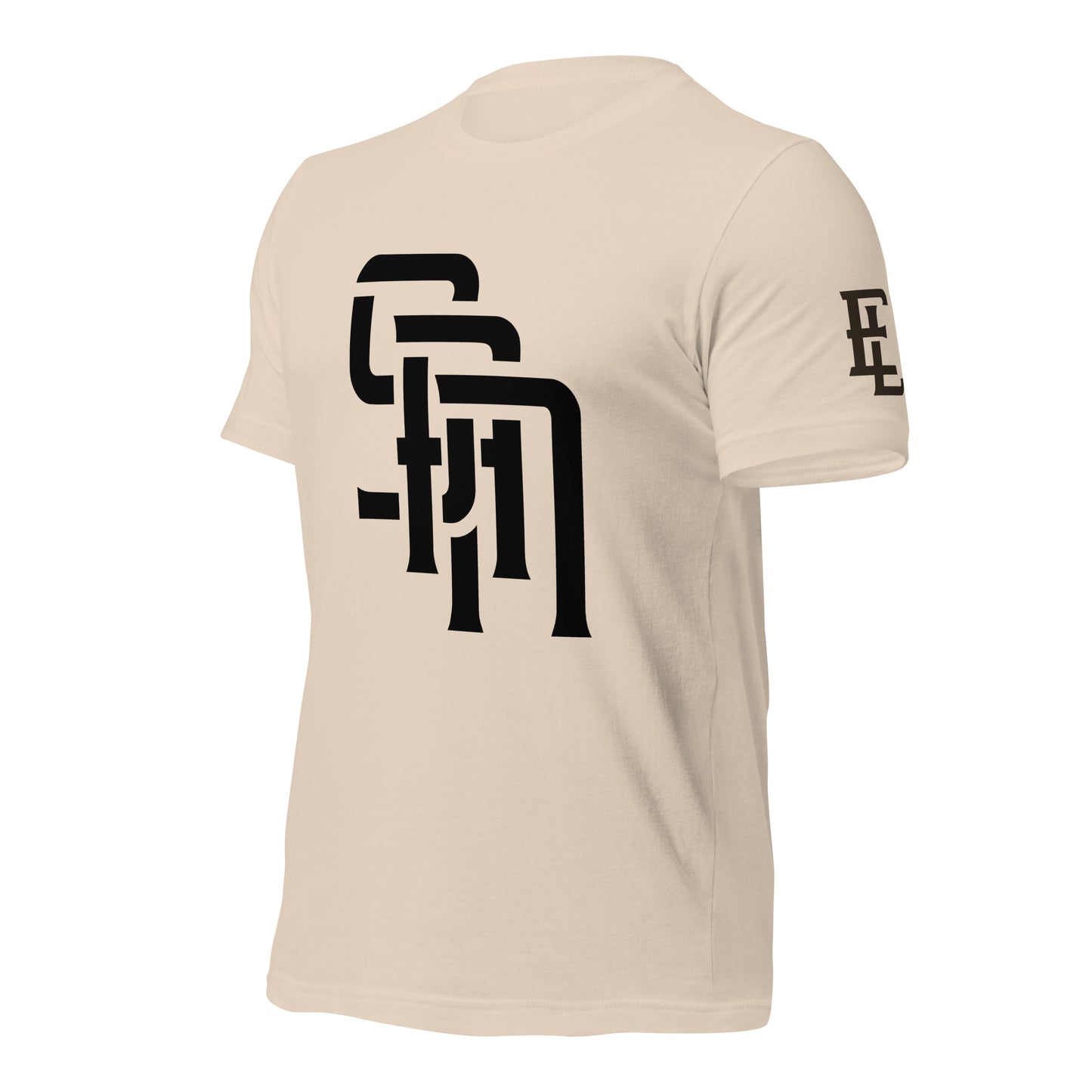 "SAN" Unisex Staple T-Shirt | E Luna Brand ELEMENT | 3 Black Logos: Front, Left Sleeve & Back