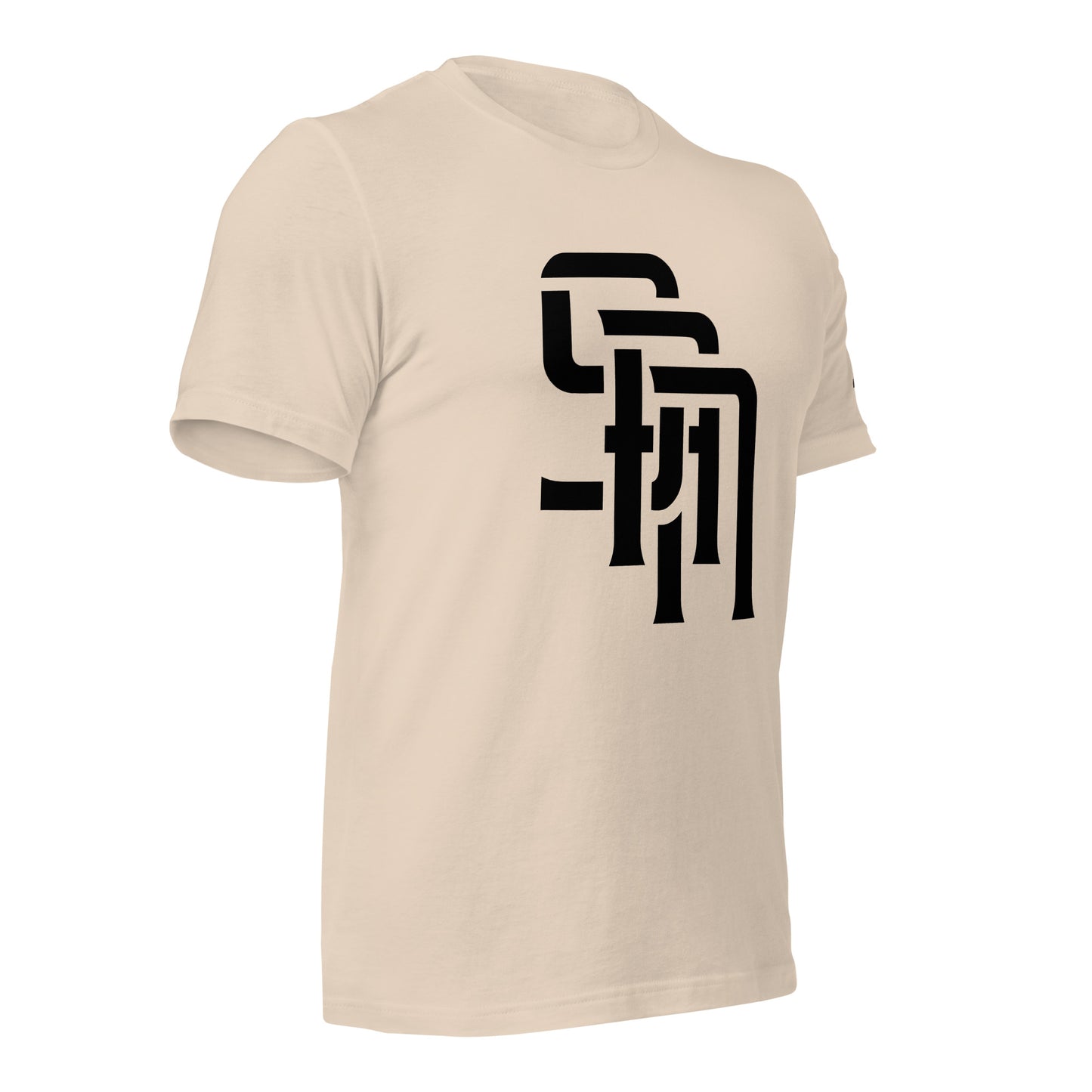 "SAN" Unisex Staple T-Shirt | E Luna Brand ELEMENT | 3 Black Logos: Front, Left Sleeve & Back