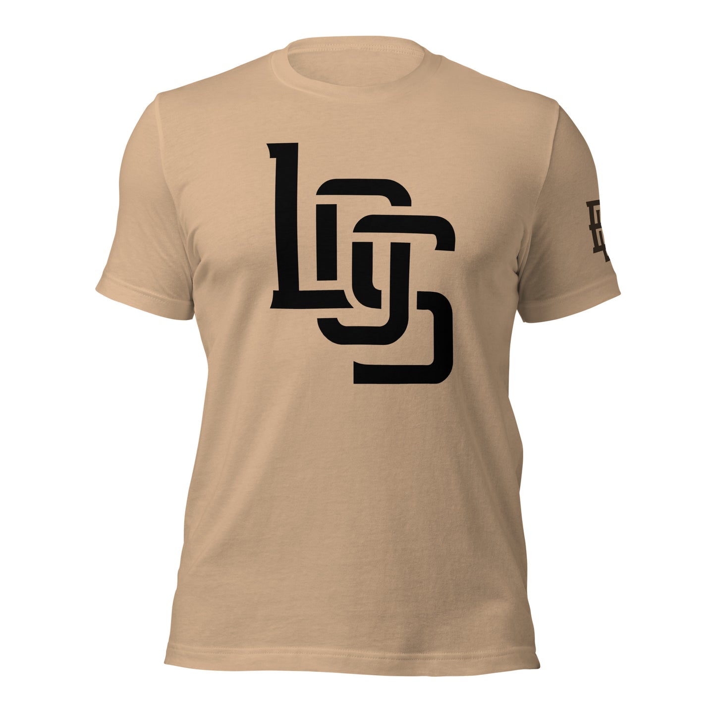 "LOS" Unisex Staple T-Shirt | Bella + Canvas 3001 | E Luna Brand ESSENCE Tricrest 3 Black Logos: Front Center (Large), Left Arm & Outside Back Label