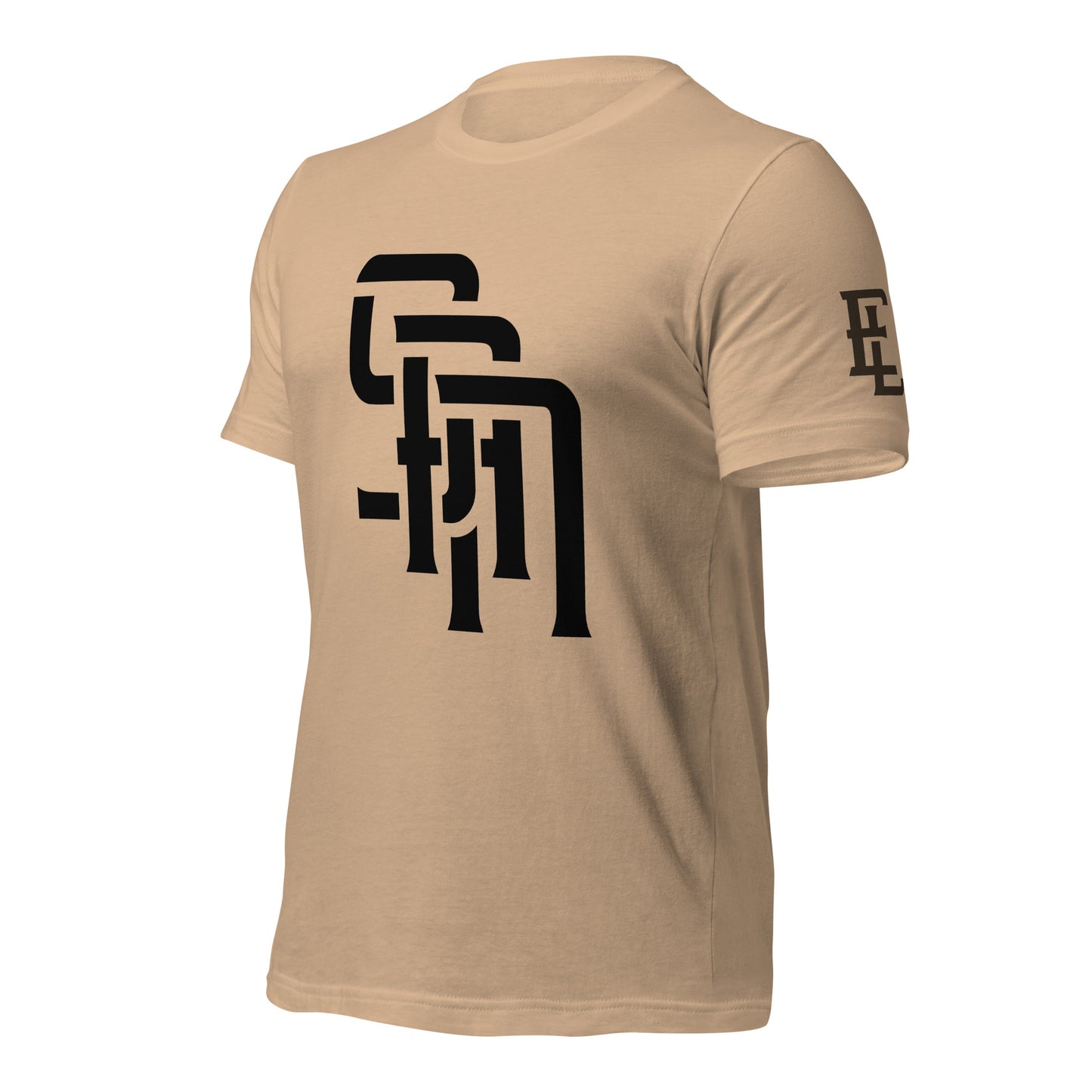 "SAN" Unisex Staple T-Shirt | E Luna Brand ELEMENT | 3 Black Logos: Front, Left Sleeve & Back