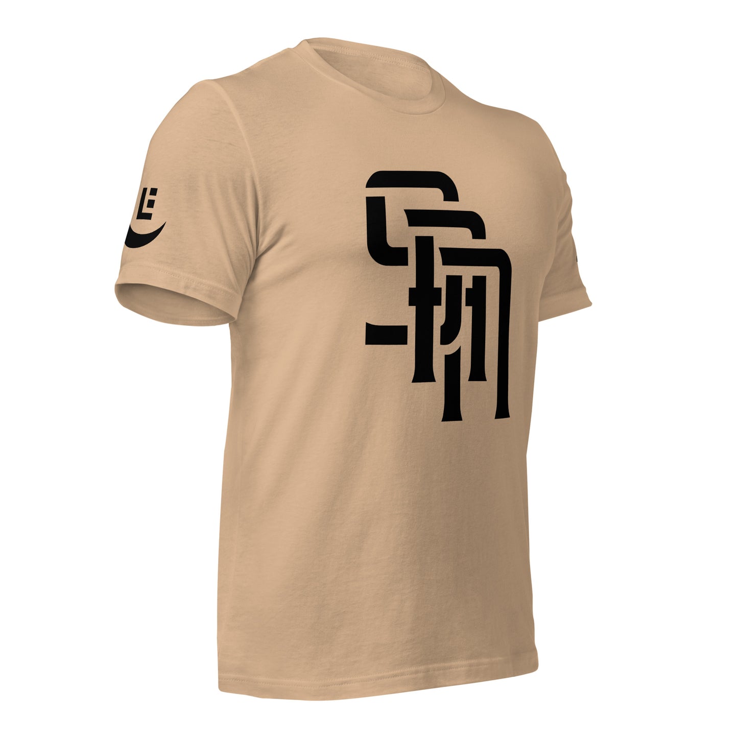 "SAN" Unisex Staple T-Shirt | E Luna Brand EXCLUSIVE | 4 White Logos: Front, Left/Right Sleeves & Back Signature