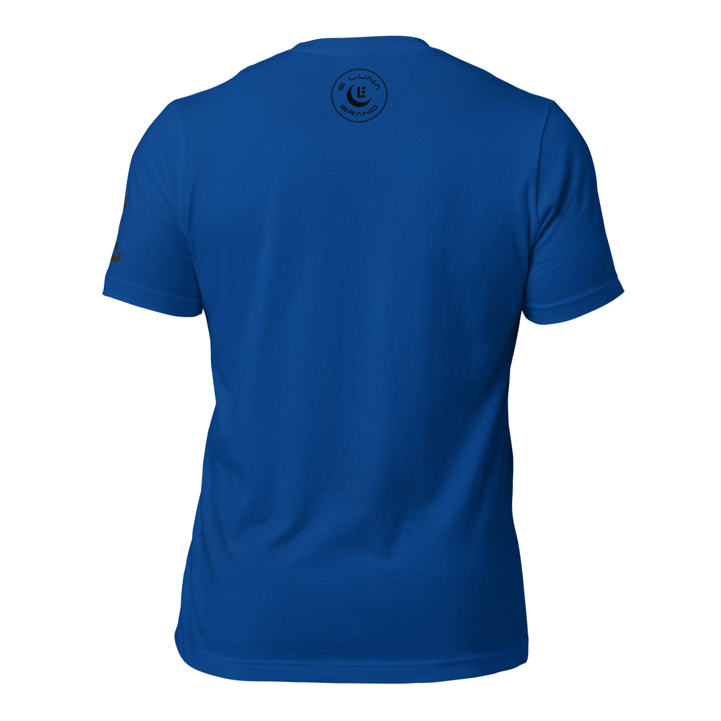 "LOS" Unisex Staple T-Shirt | Bella + Canvas 3001 | E Luna Brand ESSENCE Tricrest 3 Black Logos: Front Center (Large), Left Arm & Outside Back Label