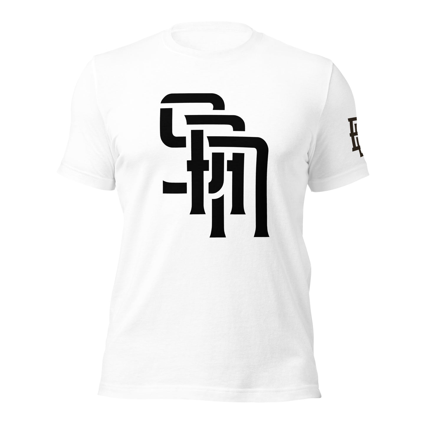 "SAN" Unisex Staple T-Shirt | E Luna Brand ELEMENT | 3 Black Logos: Front, Left Sleeve & Back