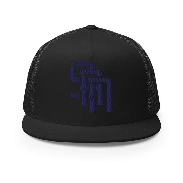 "SAN" Five Panel Trucker Cap | E Luna Brand CLASSIC | 1 Navy Thread Logo | 3D Puff Edition