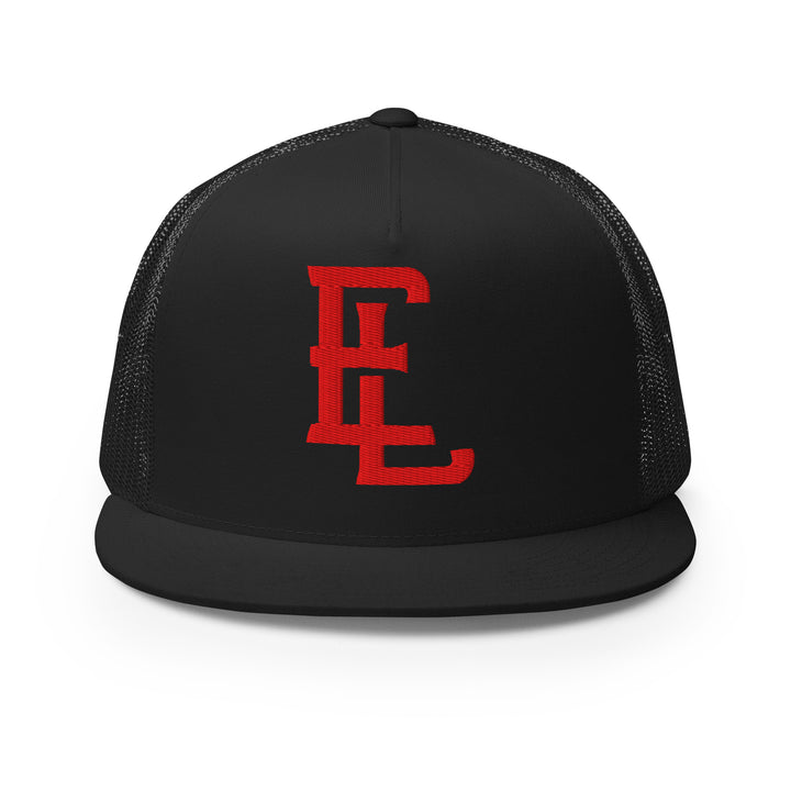 "EL" Five Panel Trucker Cap | E Luna Brand CLASSIC | 1 Red Thread Logo