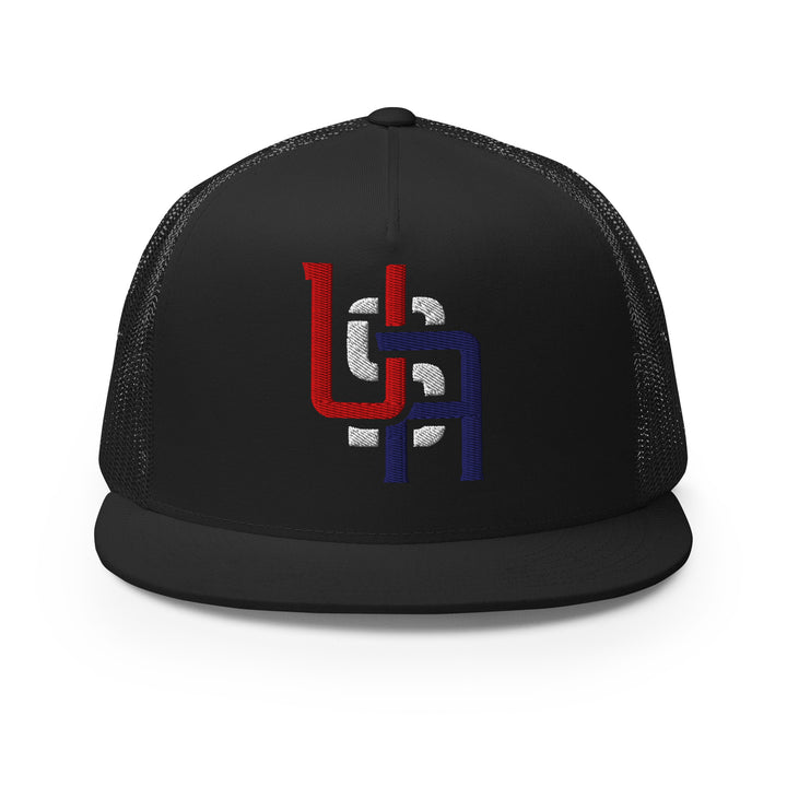 "USA" Five Panel Trucker Cap | E Luna Brand CLASSIC | 1 Red, White, Blue Thread Logo | 3D Puff Edition