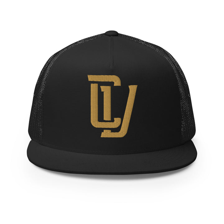 "CV" Five Panel Trucker Cap | E Luna Brand CLASSIC | 1 Old Gold Thread Logo | 3D Puff Edition