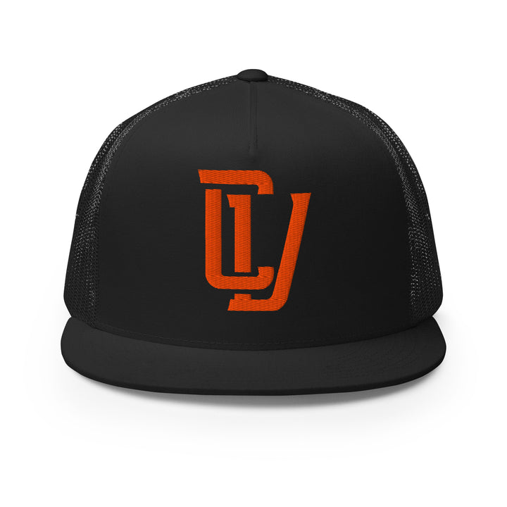 "CV" Five Panel Trucker Cap | E Luna Brand CLASSIC | 1 Orange Thread Logo | 3D Puff Edition