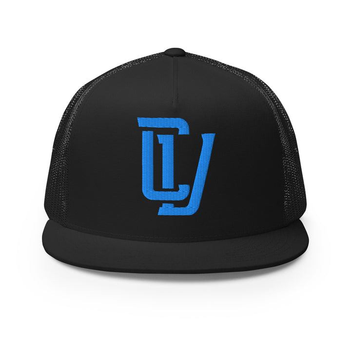 "CV" Five Panel Trucker Cap | E Luna Brand CLASSIC | 1 Aqua/Teal Thread Logo | 3D Puff Edition