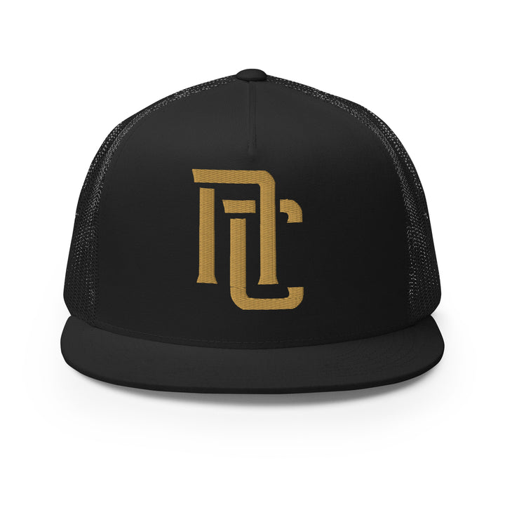 "NC" Five Panel Trucker Cap | E Luna Brand CLASSIC | 1 Old Gold Thread Logo | 3D Puff Edition