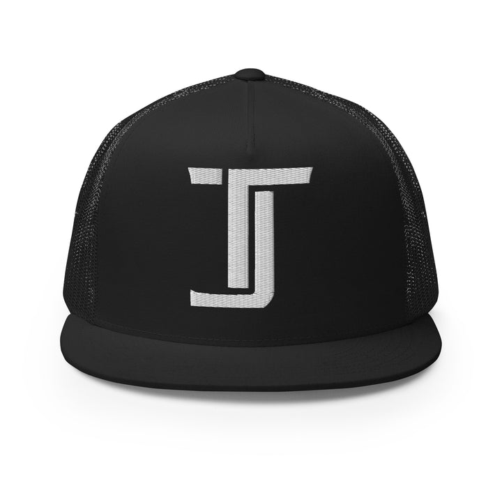 "TJ" Five Panel Trucker Cap | E Luna Brand CLASSIC | 1 White Thread Logo | 3D Puff Edition
