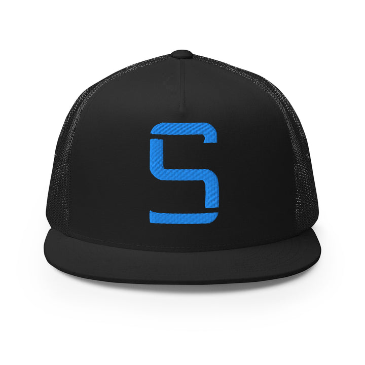 "S" Five Panel Trucker Cap | E Luna Brand CLASSIC | 1 Aqua/Teal Thread Logo | 3D Puff Edition