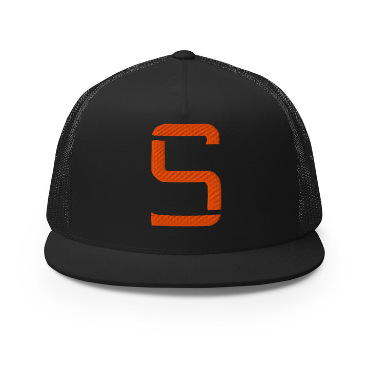 "S" Five Panel Trucker Cap | E Luna Brand CORE | 1 Orange Thread Logo