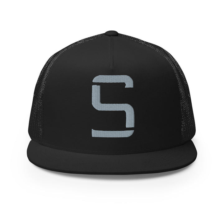 "S" Five Panel Trucker Cap | E Luna Brand CLASSIC | 1 Grey Thread Logo | 3D Puff Edition
