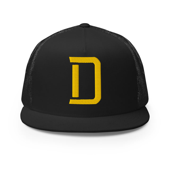 "D" Five Panel Trucker Cap | E Luna Brand CORE | 1 Gold Thread Logo