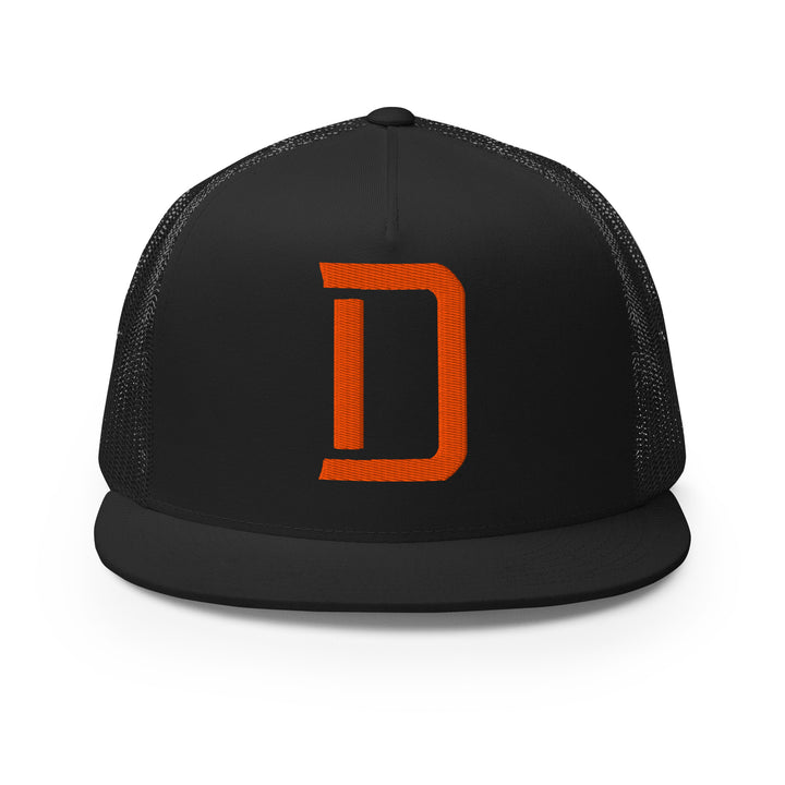 "D" Five Panel Trucker Cap | E Luna Brand CORE | 1 Orange Thread Logo
