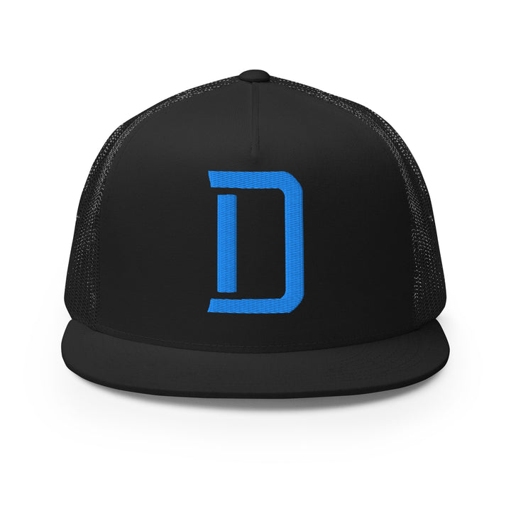 "D" Five Panel Trucker Cap | E Luna Brand CORE | 1 Aqua/Teal Thread Logo
